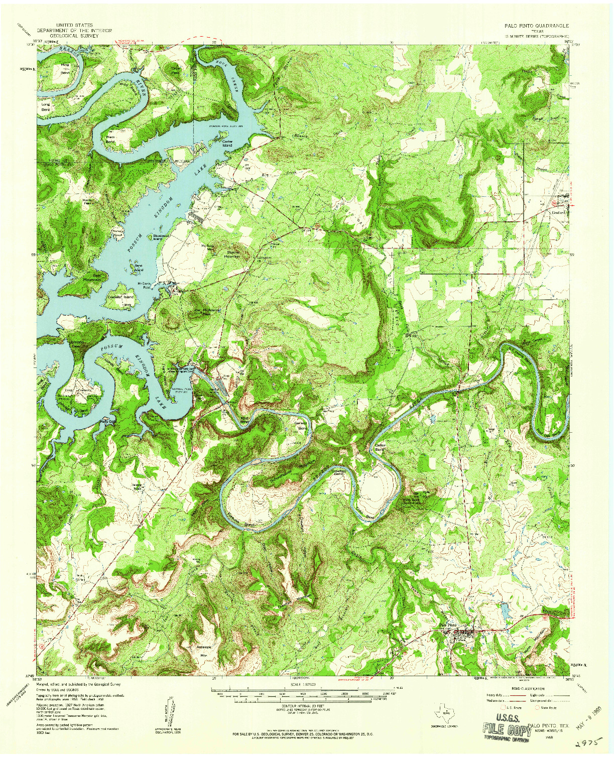 USGS 1:62500-SCALE QUADRANGLE FOR PALO PINTO, TX 1958