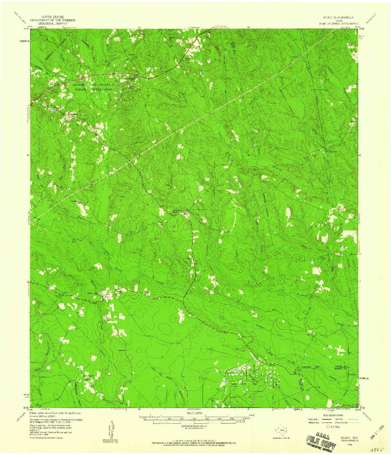 USGS 1:62500-SCALE QUADRANGLE FOR SEGNO, TX 1958