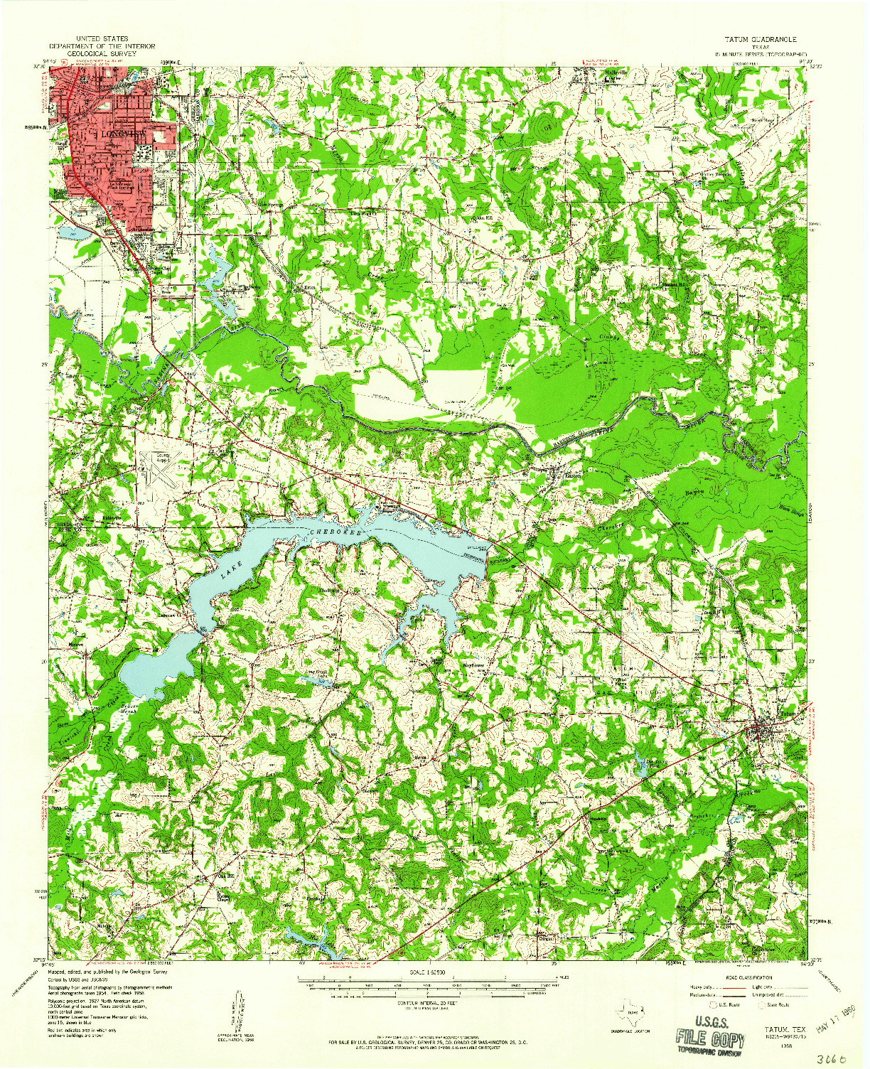 USGS 1:62500-SCALE QUADRANGLE FOR TATUM, TX 1958