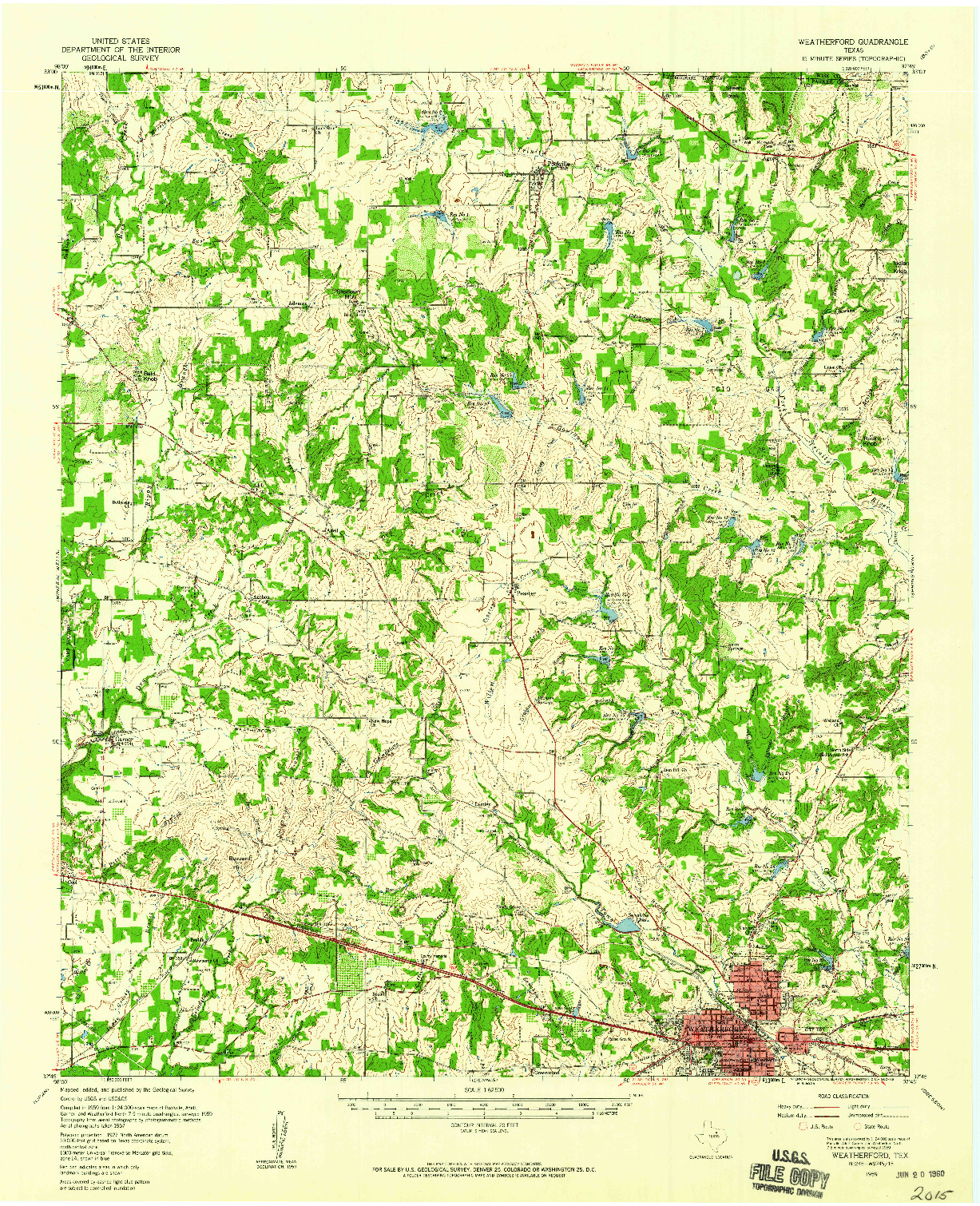 USGS 1:62500-SCALE QUADRANGLE FOR WEATHERFORD, TX 1959