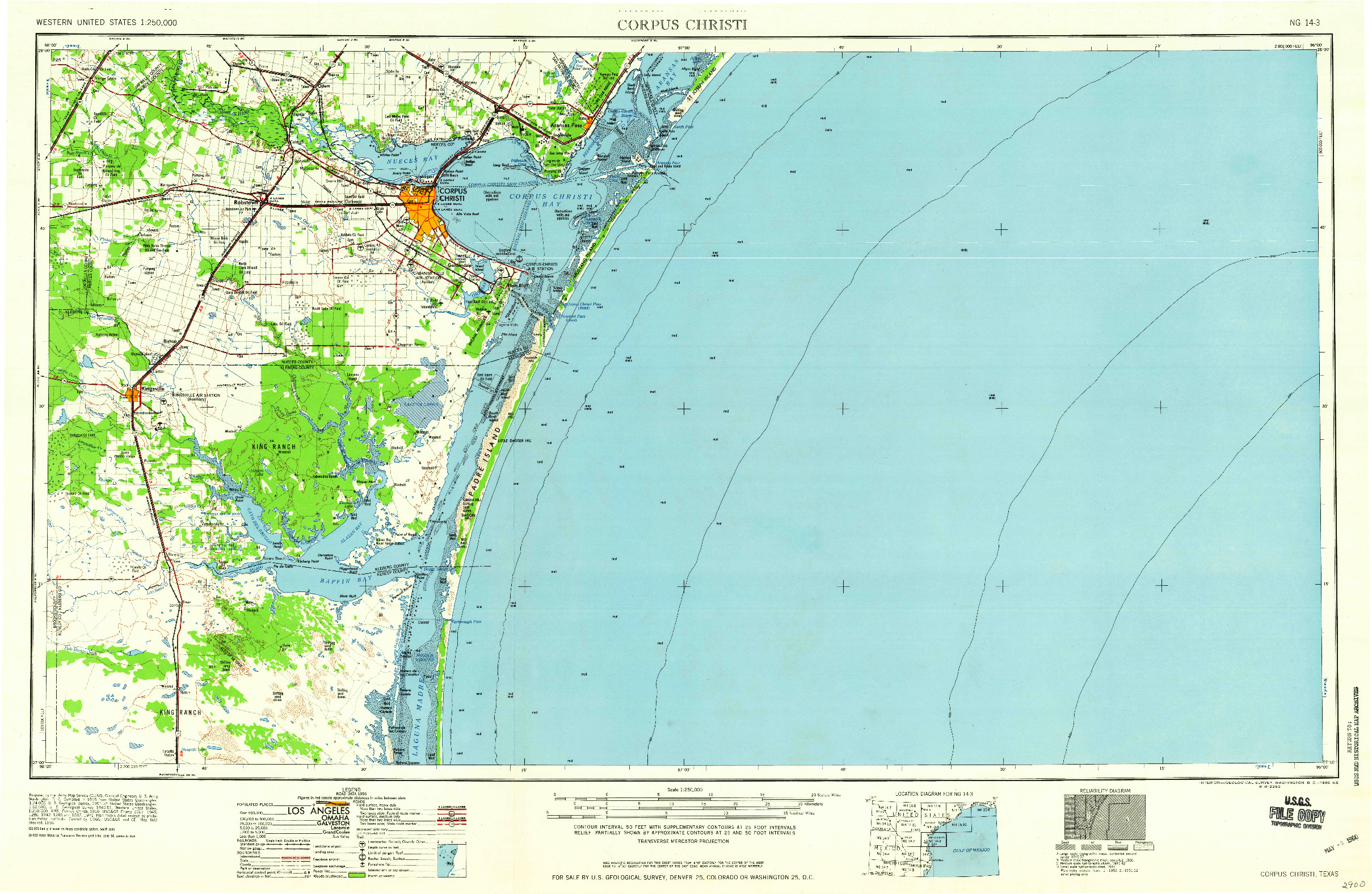 USGS 1:250000-SCALE QUADRANGLE FOR CORPUS CHRISTI, TX 1960