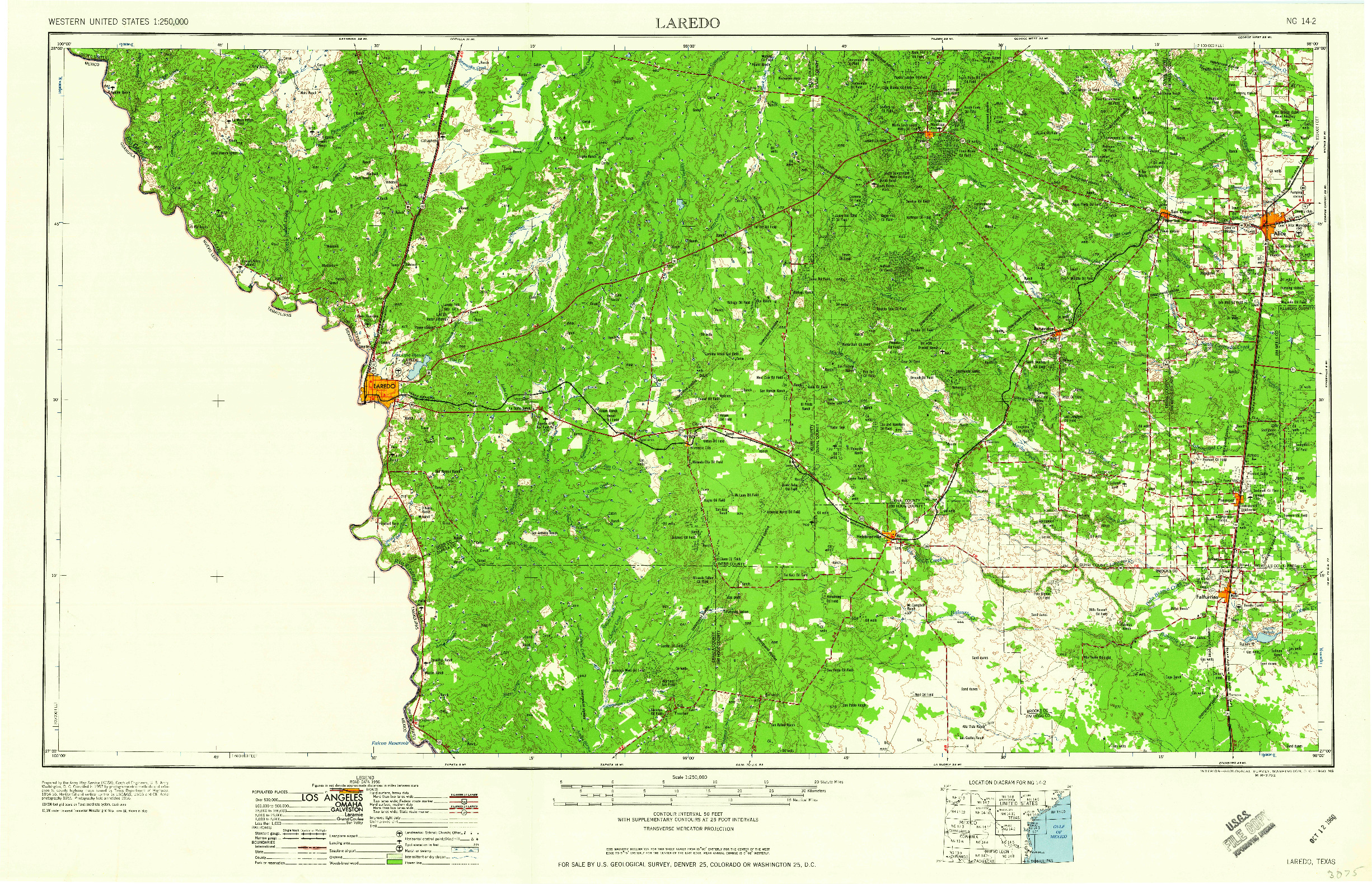 USGS 1:250000-SCALE QUADRANGLE FOR LAREDO, TX 1956