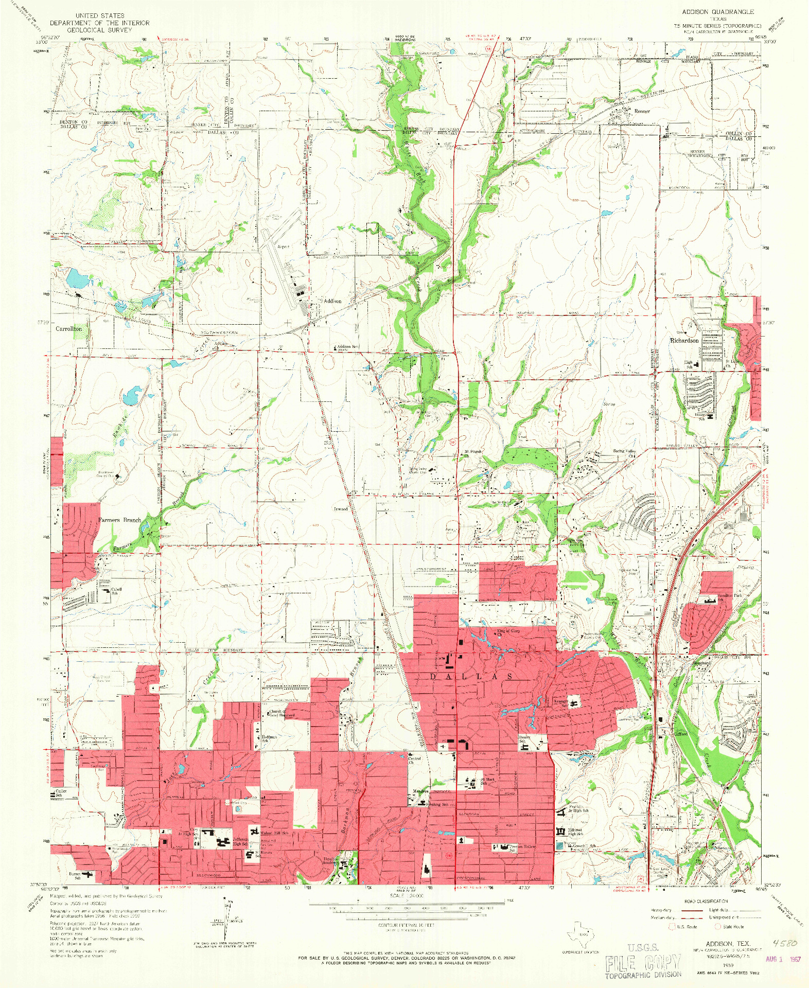USGS 1:24000-SCALE QUADRANGLE FOR ADDISON, TX 1959