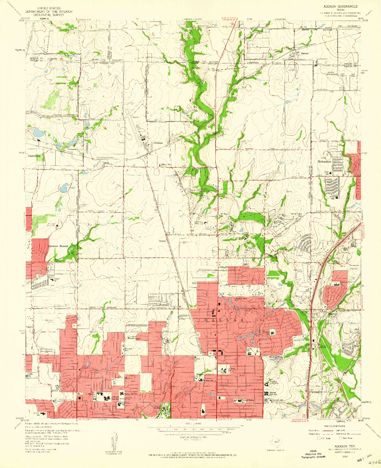 USGS 1:24000-SCALE QUADRANGLE FOR ADDISON, TX 1959