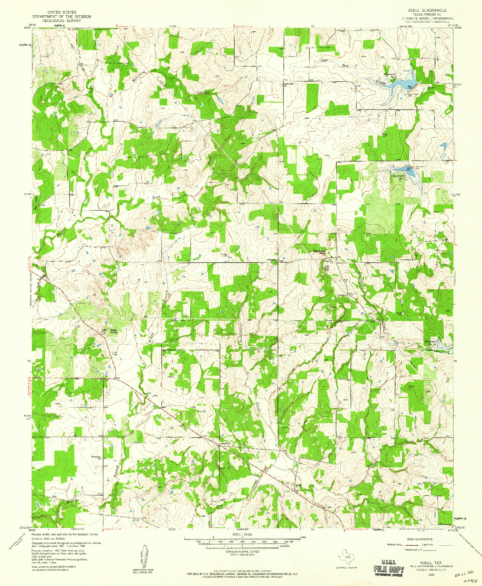 USGS 1:24000-SCALE QUADRANGLE FOR ADELL, TX 1959