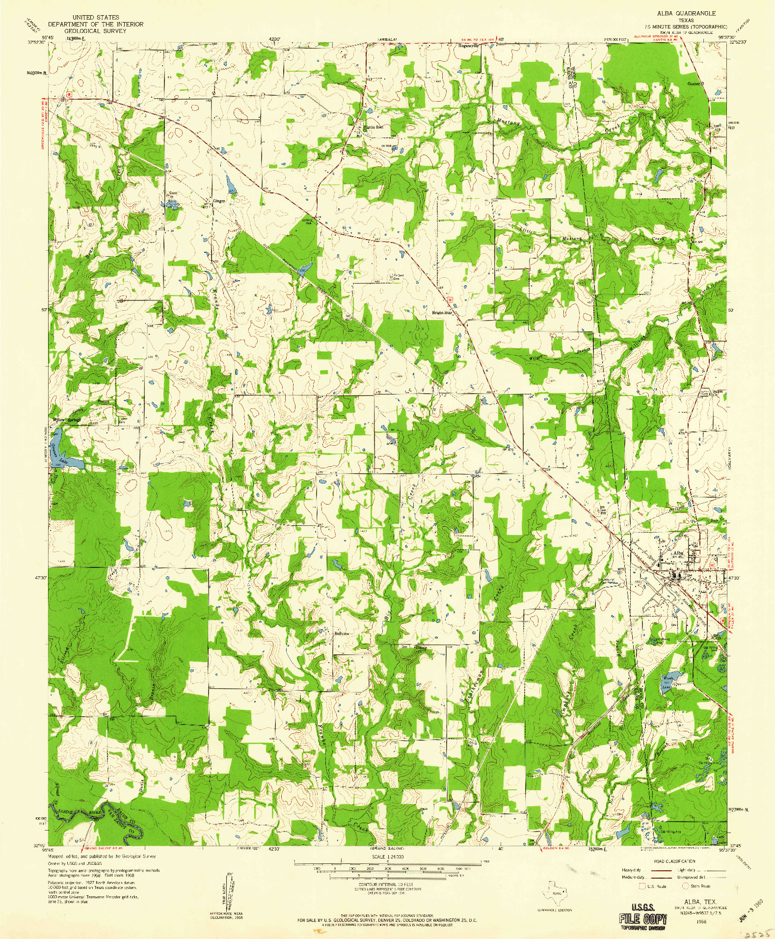 USGS 1:24000-SCALE QUADRANGLE FOR ALBA, TX 1958