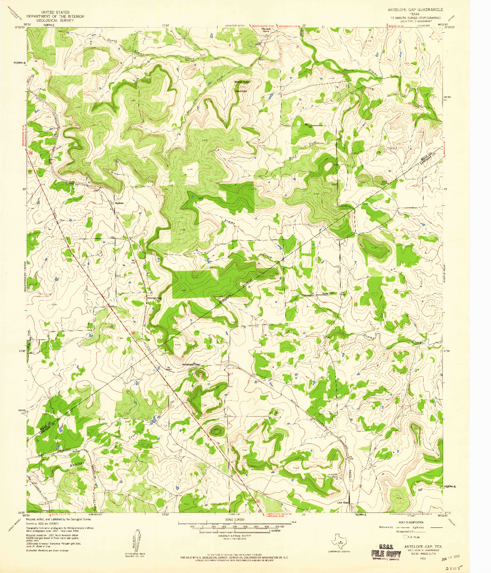 USGS 1:24000-SCALE QUADRANGLE FOR ANTELOPE GAP, TX 1959