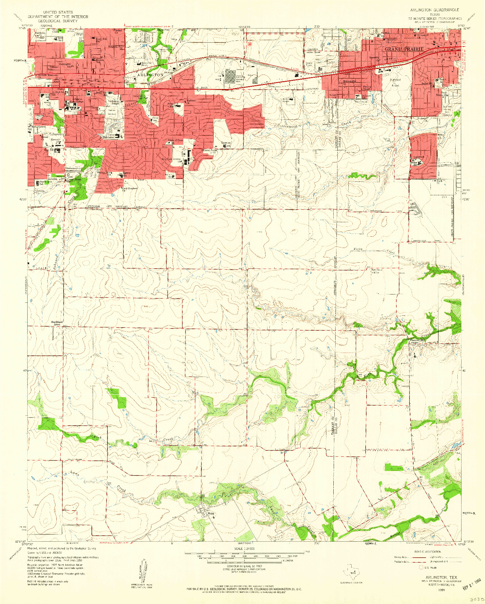USGS 1:24000-SCALE QUADRANGLE FOR ARLINGTON, TX 1959