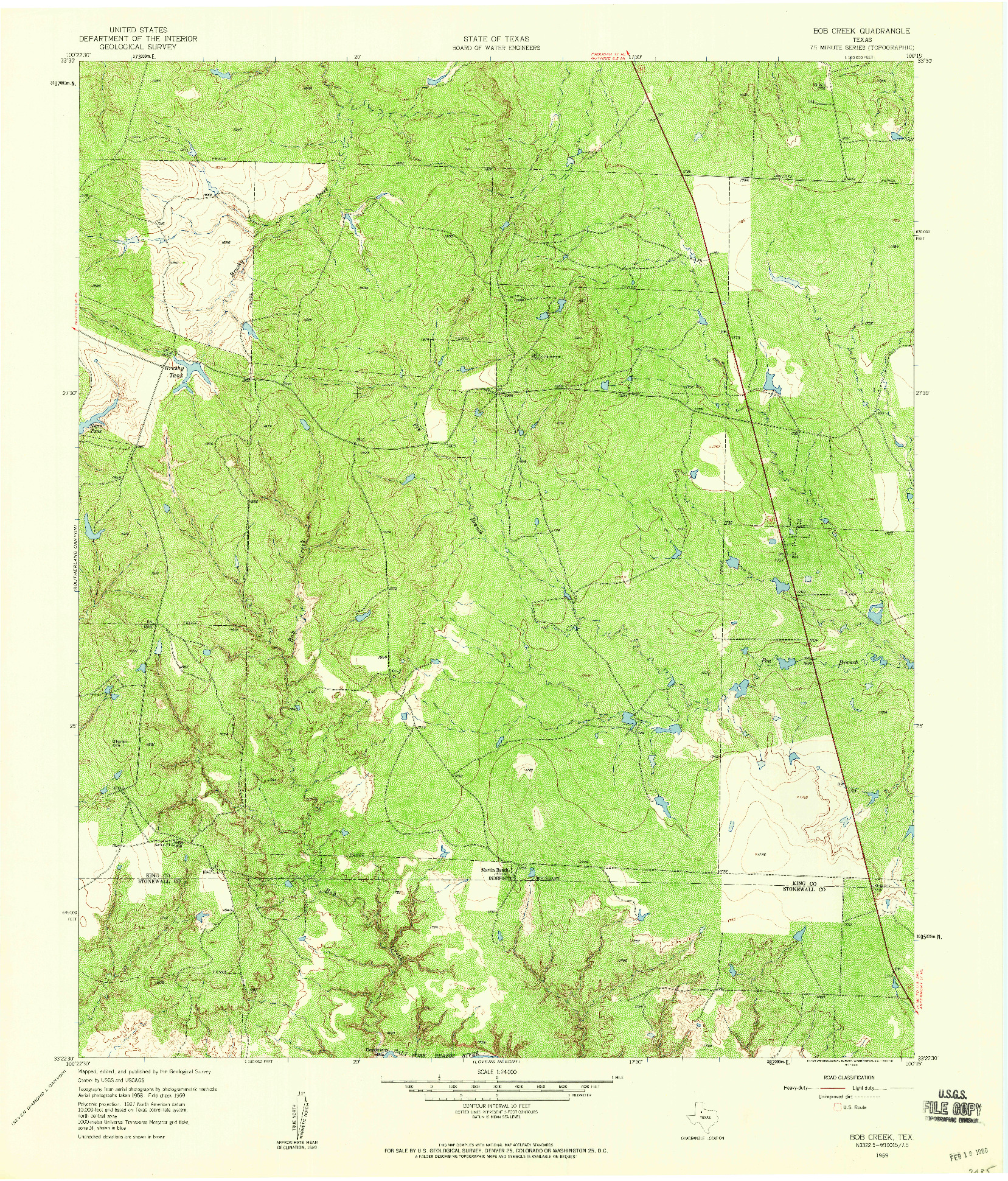 USGS 1:24000-SCALE QUADRANGLE FOR BOB CREEK, TX 1959