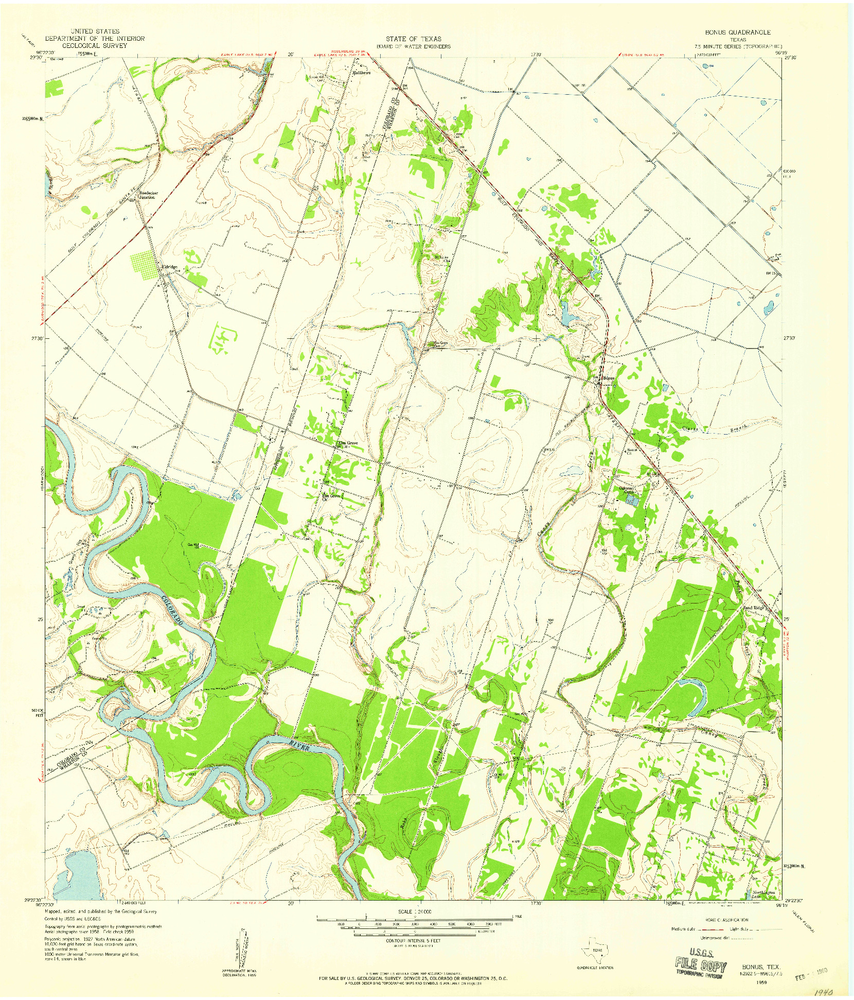 USGS 1:24000-SCALE QUADRANGLE FOR BONUS, TX 1959