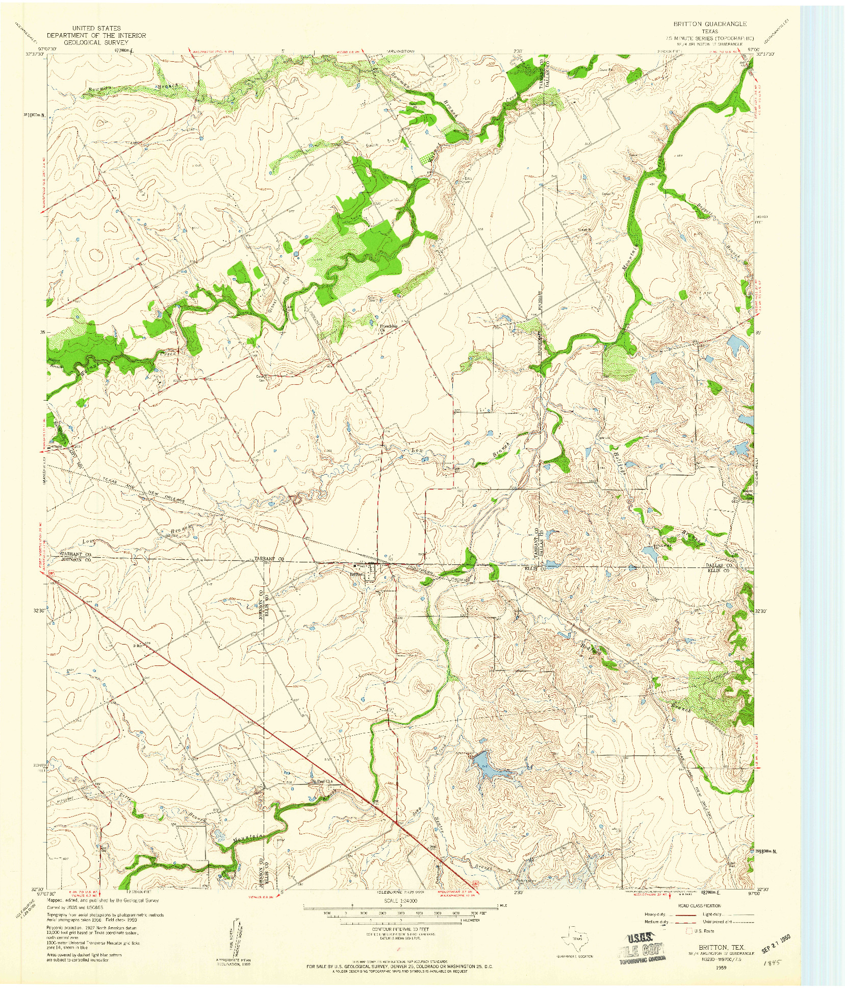 USGS 1:24000-SCALE QUADRANGLE FOR BRITTON, TX 1959