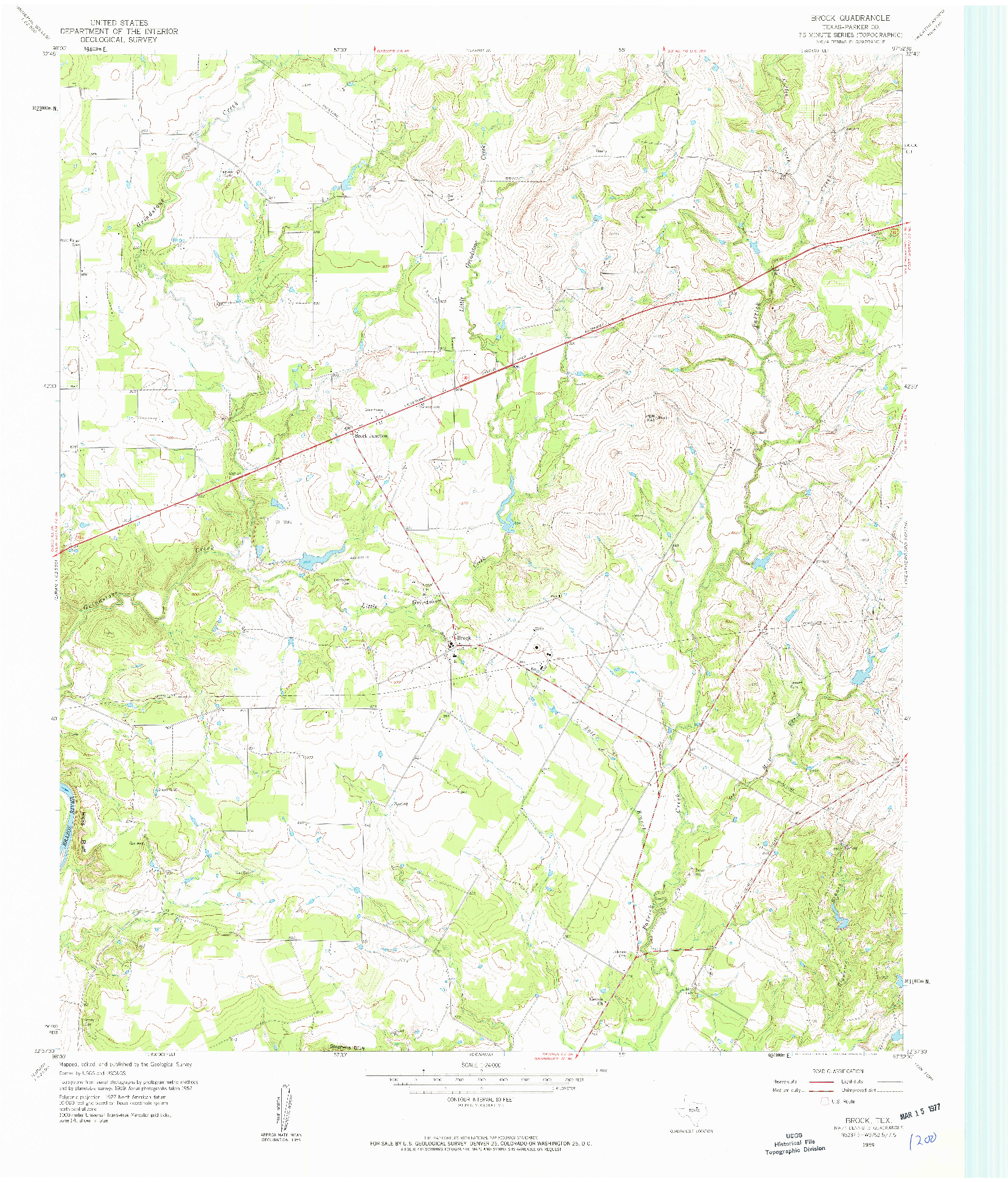 USGS 1:24000-SCALE QUADRANGLE FOR BROCK, TX 1959