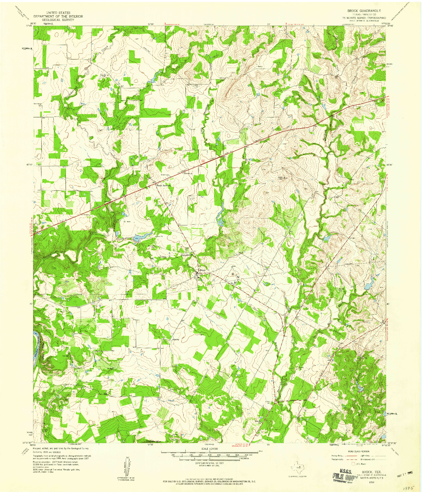 USGS 1:24000-SCALE QUADRANGLE FOR BROCK, TX 1959