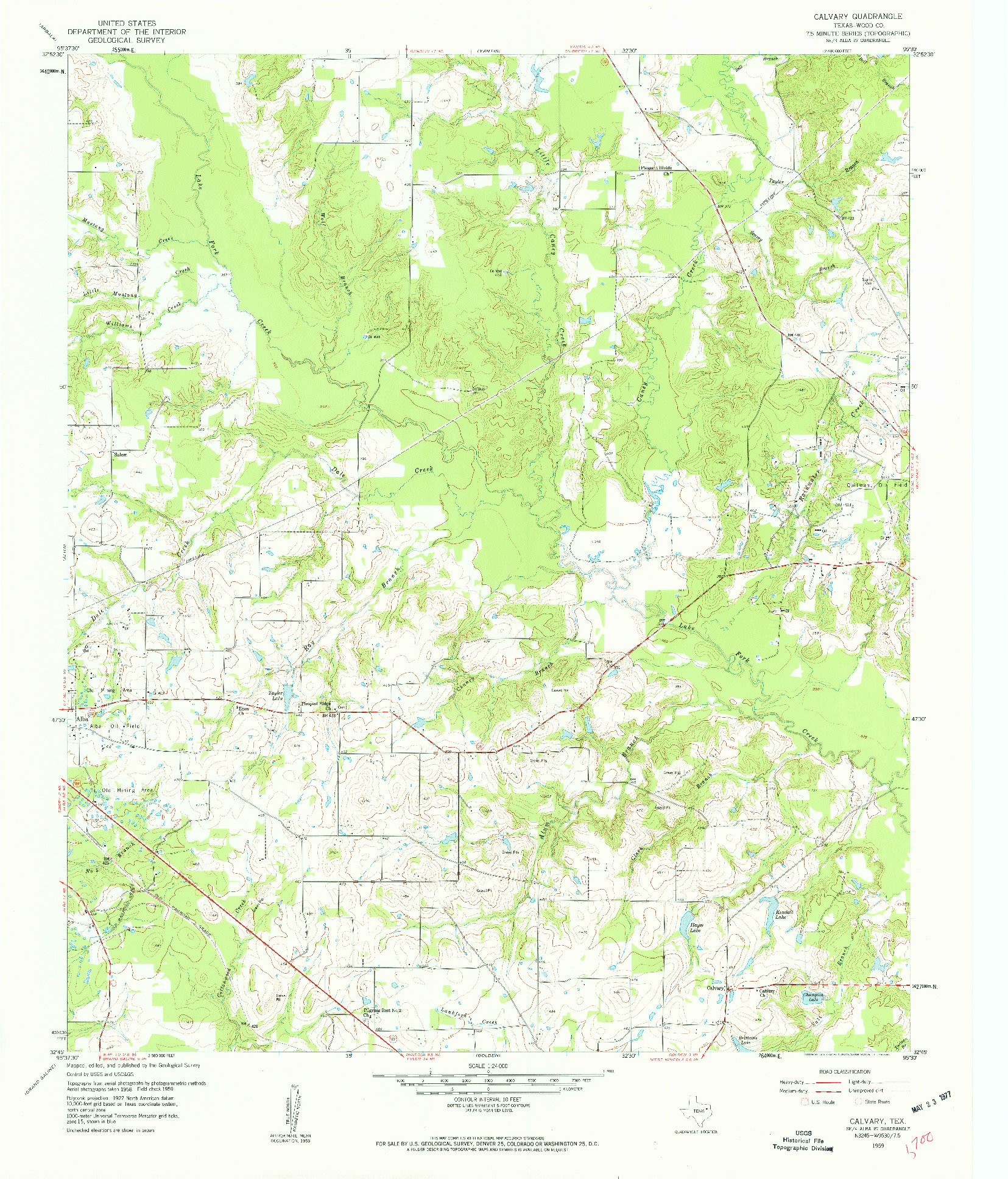 USGS 1:24000-SCALE QUADRANGLE FOR CALVARY, TX 1959
