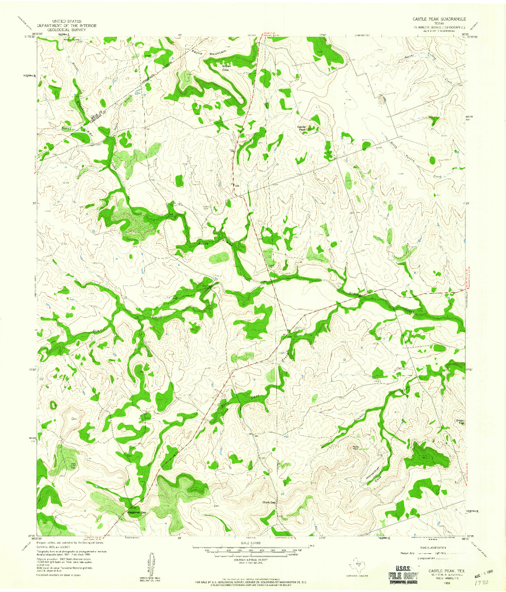 USGS 1:24000-SCALE QUADRANGLE FOR CASTLE PEAK, TX 1959