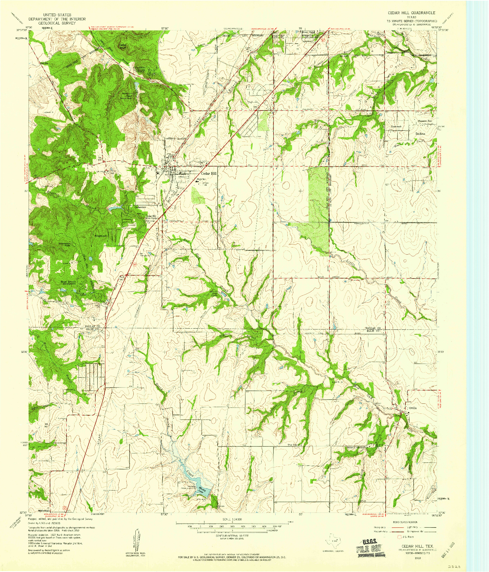 USGS 1:24000-SCALE QUADRANGLE FOR CEDAR HILL, TX 1959