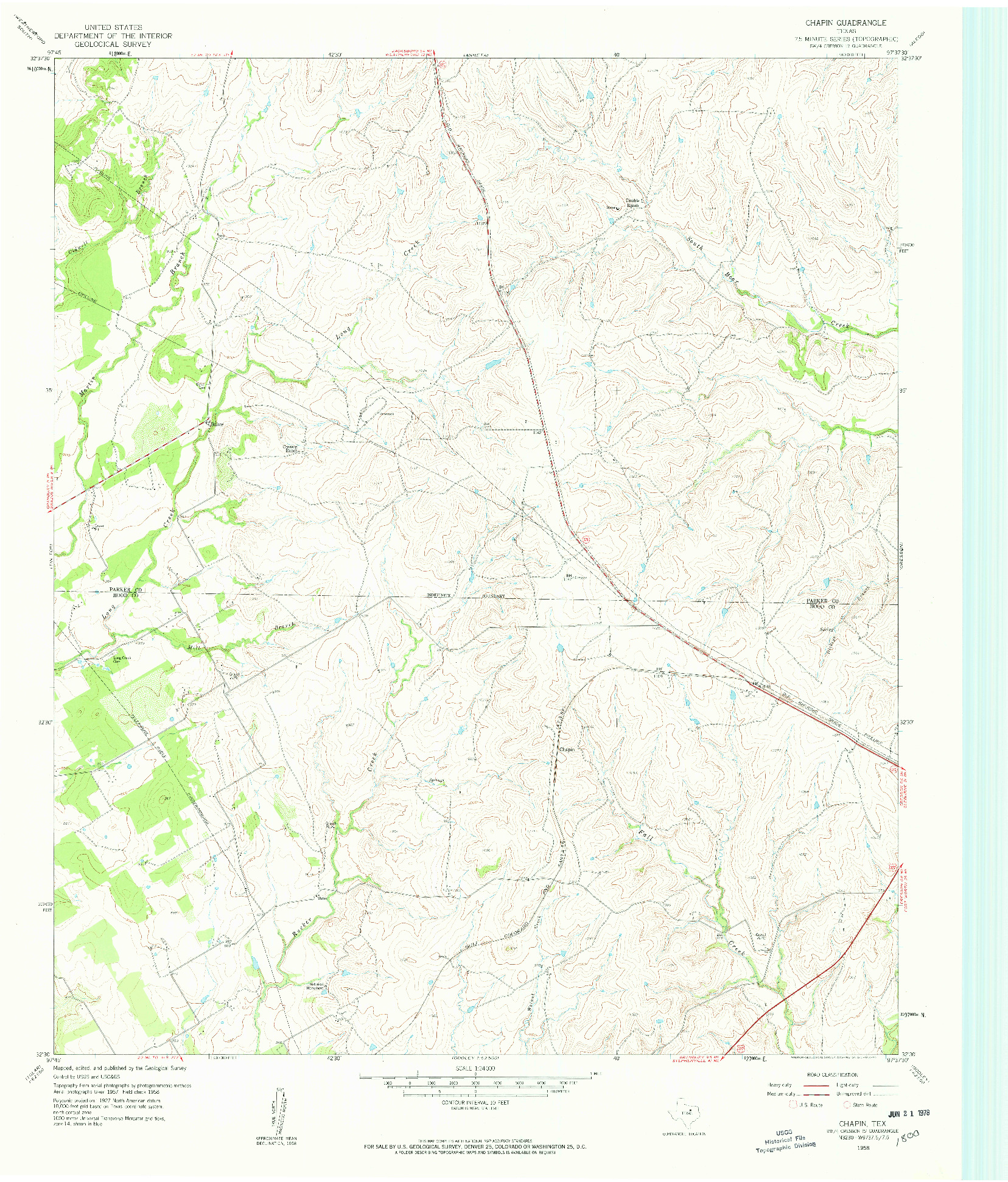 USGS 1:24000-SCALE QUADRANGLE FOR CHAPIN, TX 1958