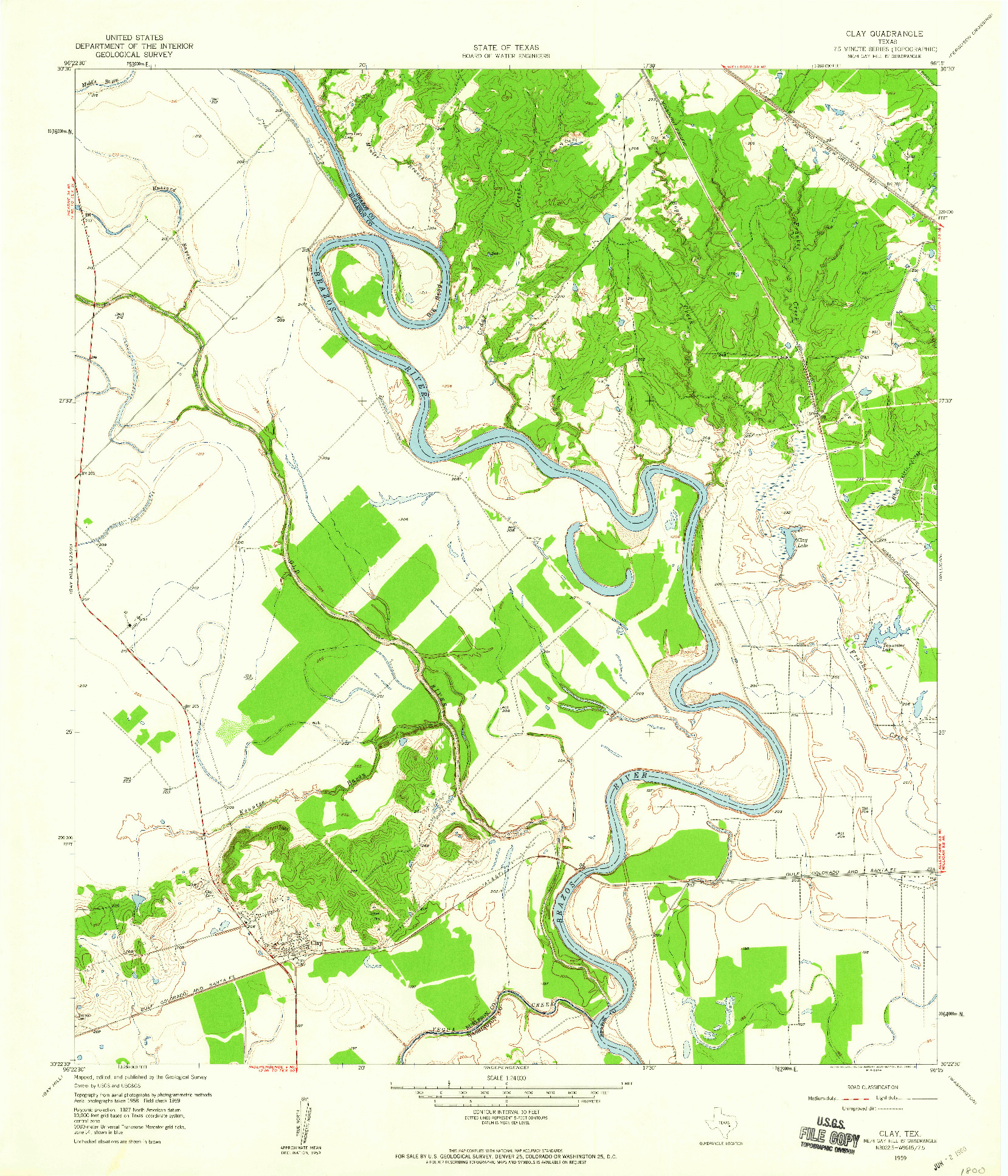 USGS 1:24000-SCALE QUADRANGLE FOR CLAY, TX 1959