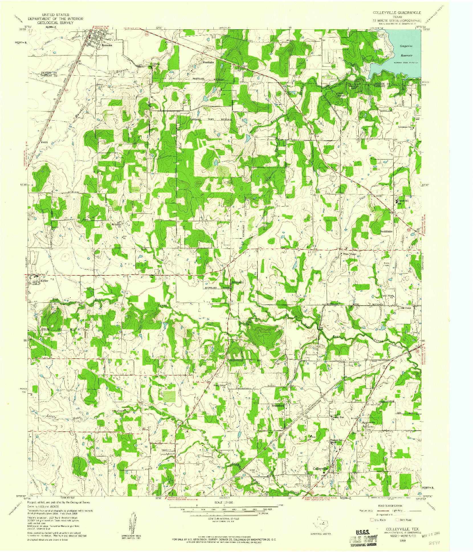 USGS 1:24000-SCALE QUADRANGLE FOR COLLEYVILLE, TX 1959