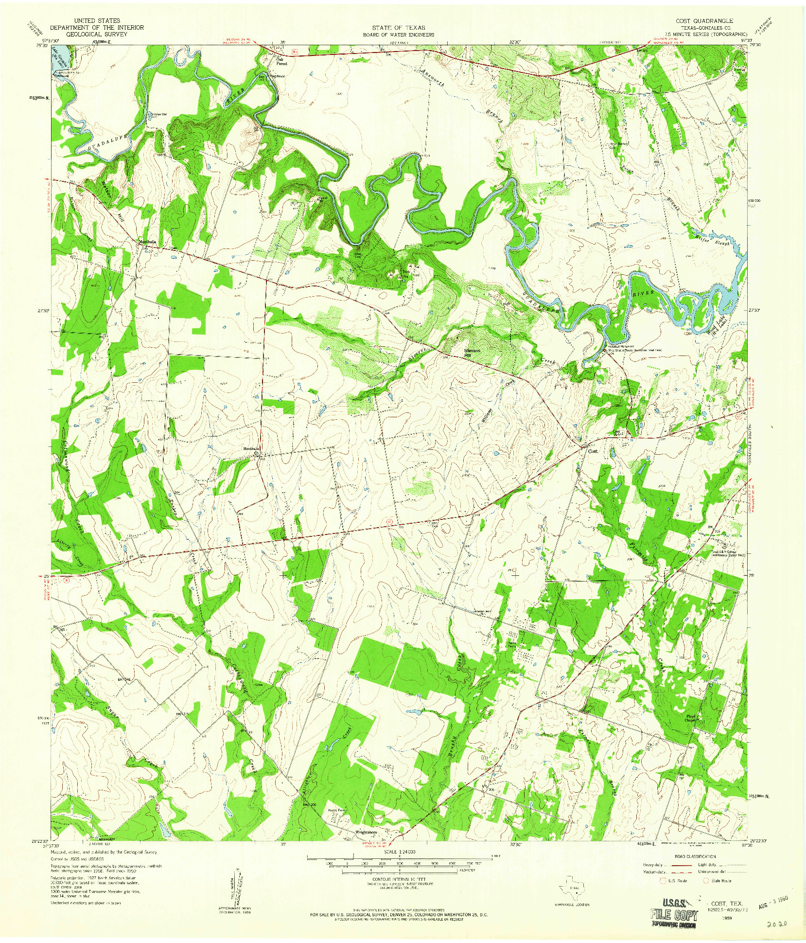 USGS 1:24000-SCALE QUADRANGLE FOR COST, TX 1959