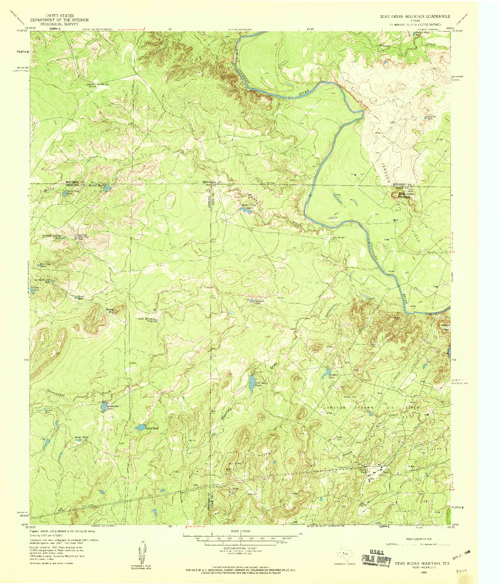 USGS 1:24000-SCALE QUADRANGLE FOR DEAD INDIAN MOUNTAIN, TX 1959