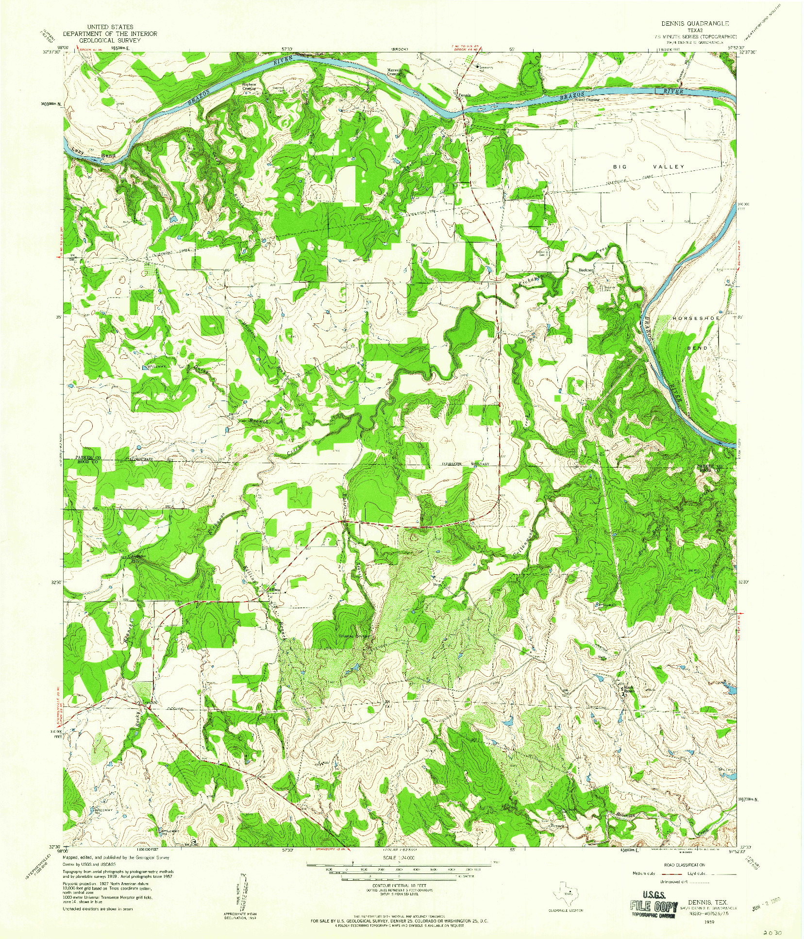 USGS 1:24000-SCALE QUADRANGLE FOR DENNIS, TX 1959