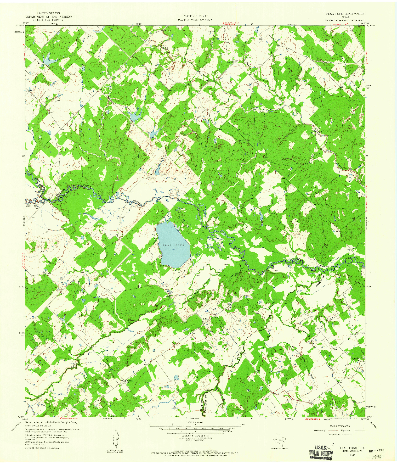 USGS 1:24000-SCALE QUADRANGLE FOR FLAG POND, TX 1959