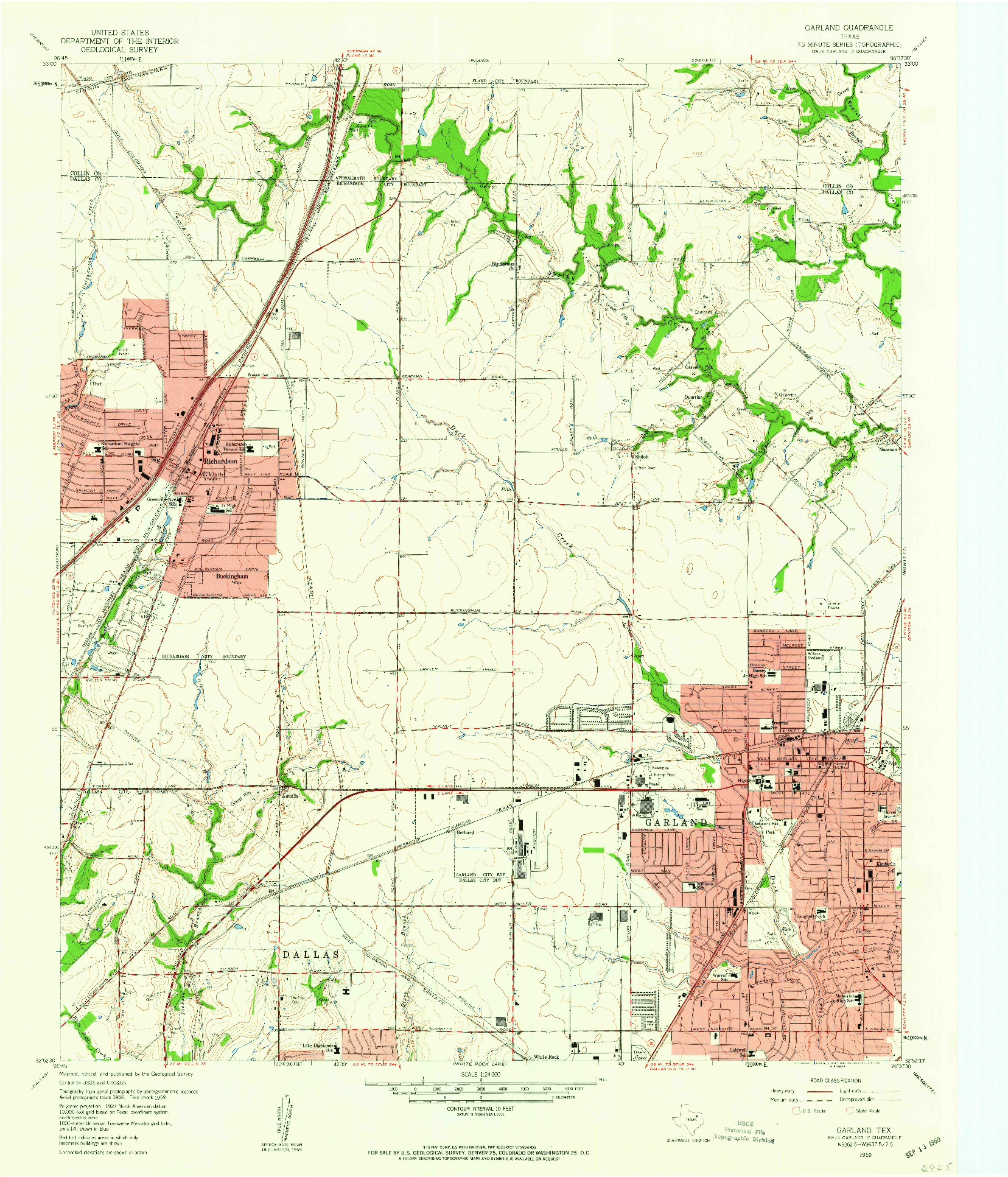 USGS 1:24000-SCALE QUADRANGLE FOR GARLAND, TX 1959