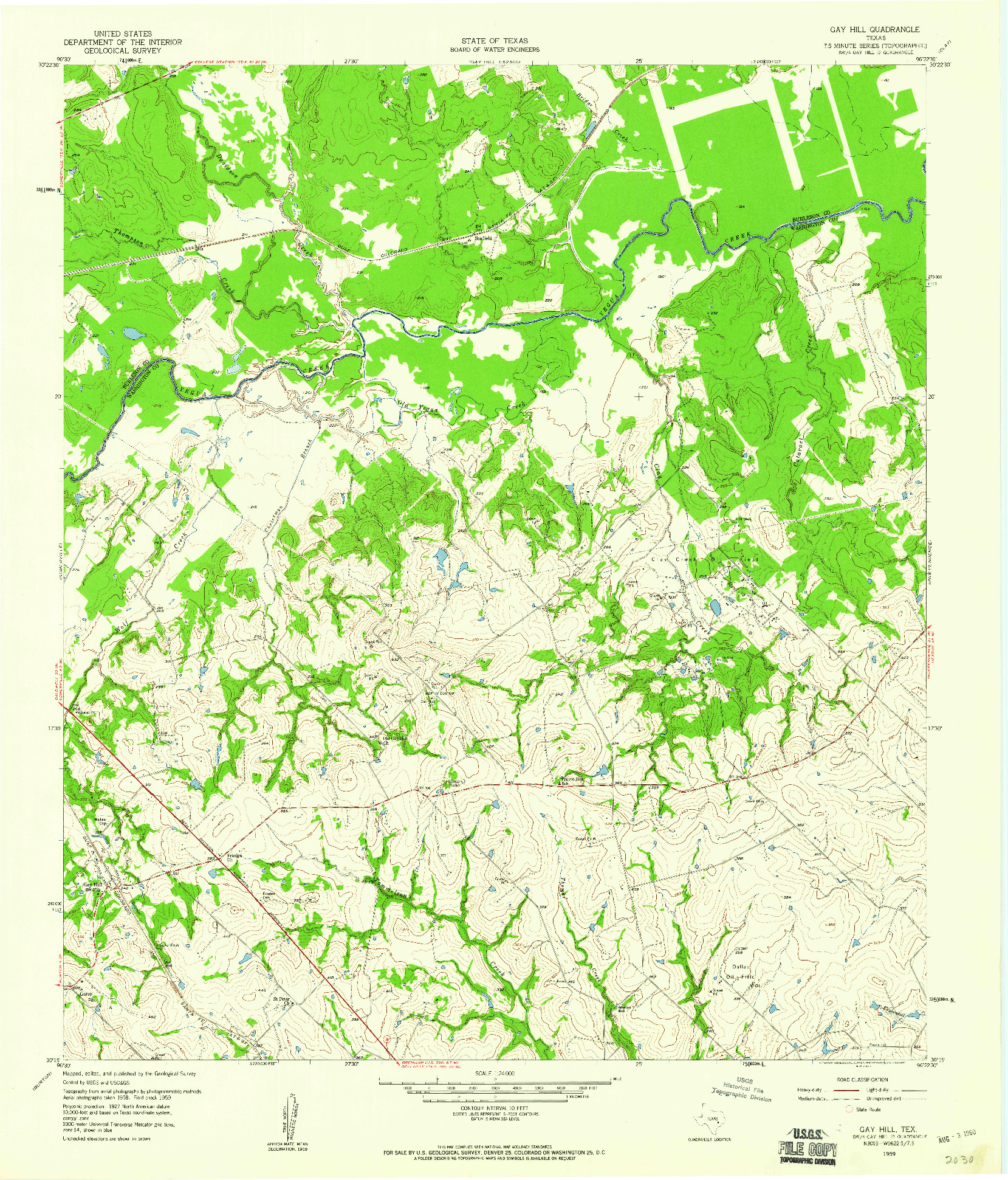 USGS 1:24000-SCALE QUADRANGLE FOR GAY HILL, TX 1959