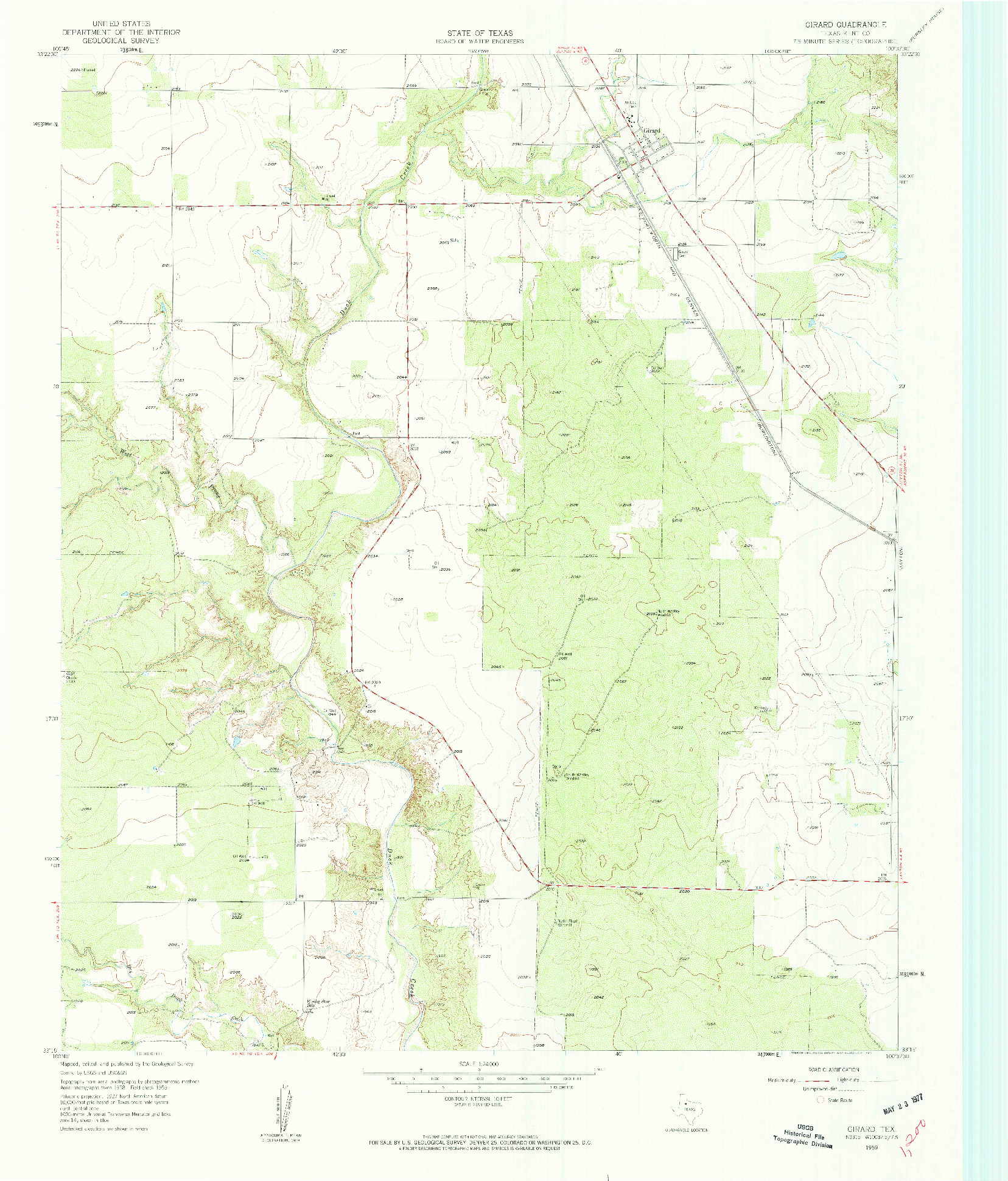 USGS 1:24000-SCALE QUADRANGLE FOR GIRARD, TX 1959