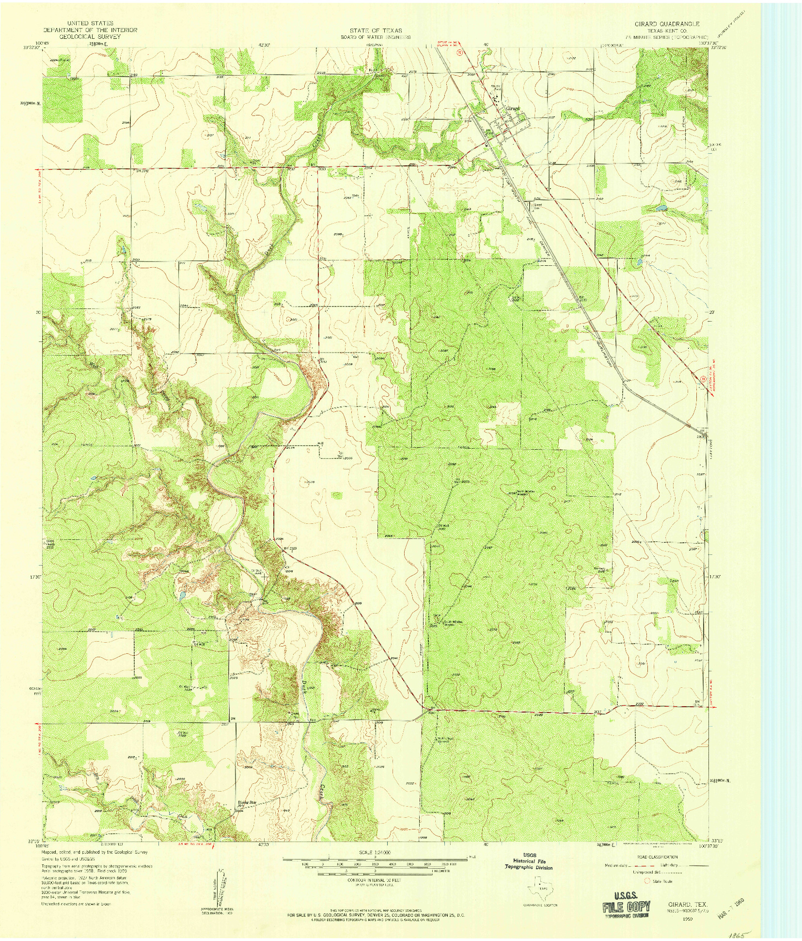 USGS 1:24000-SCALE QUADRANGLE FOR GIRARD, TX 1959