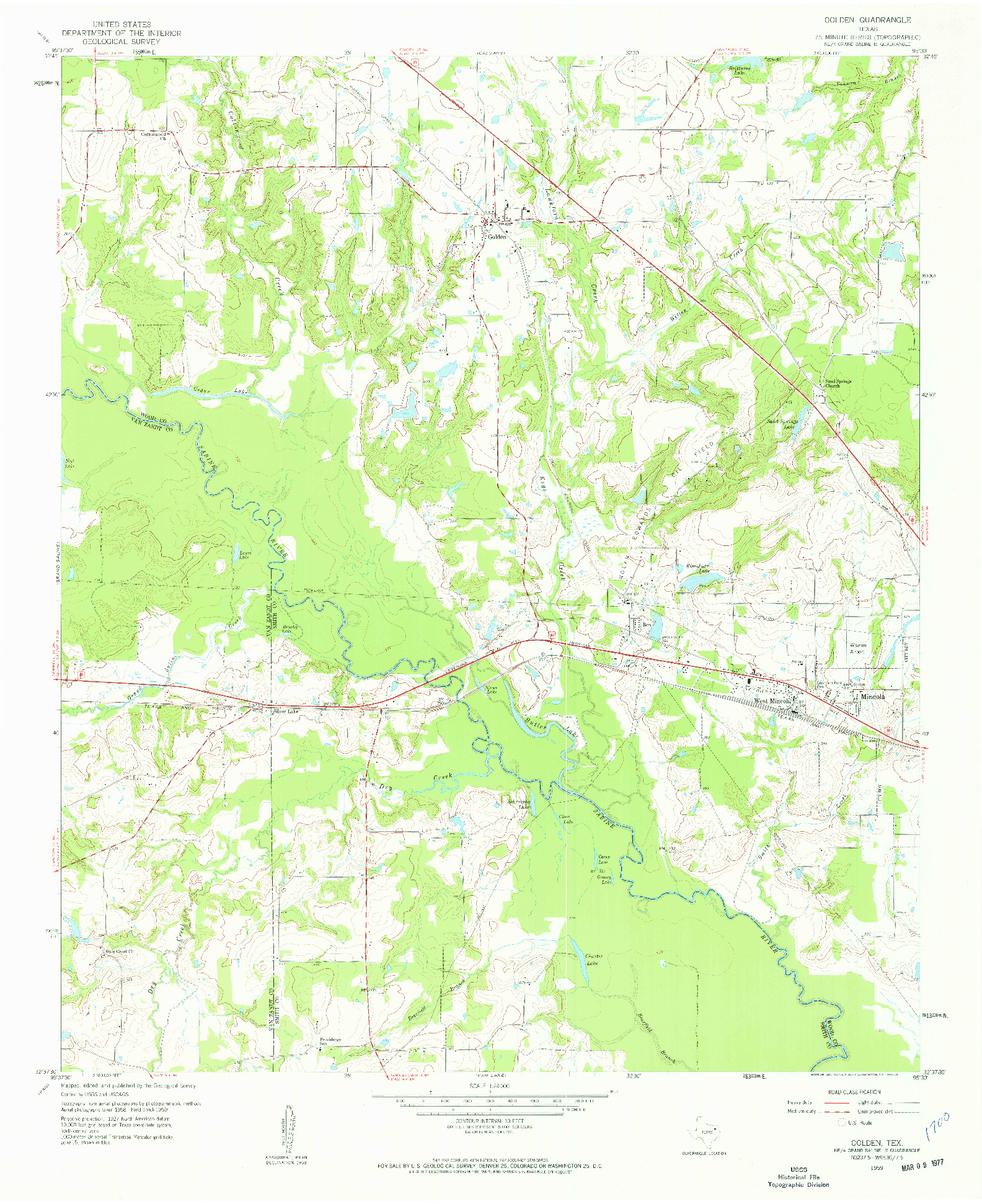 USGS 1:24000-SCALE QUADRANGLE FOR GOLDEN, TX 1959