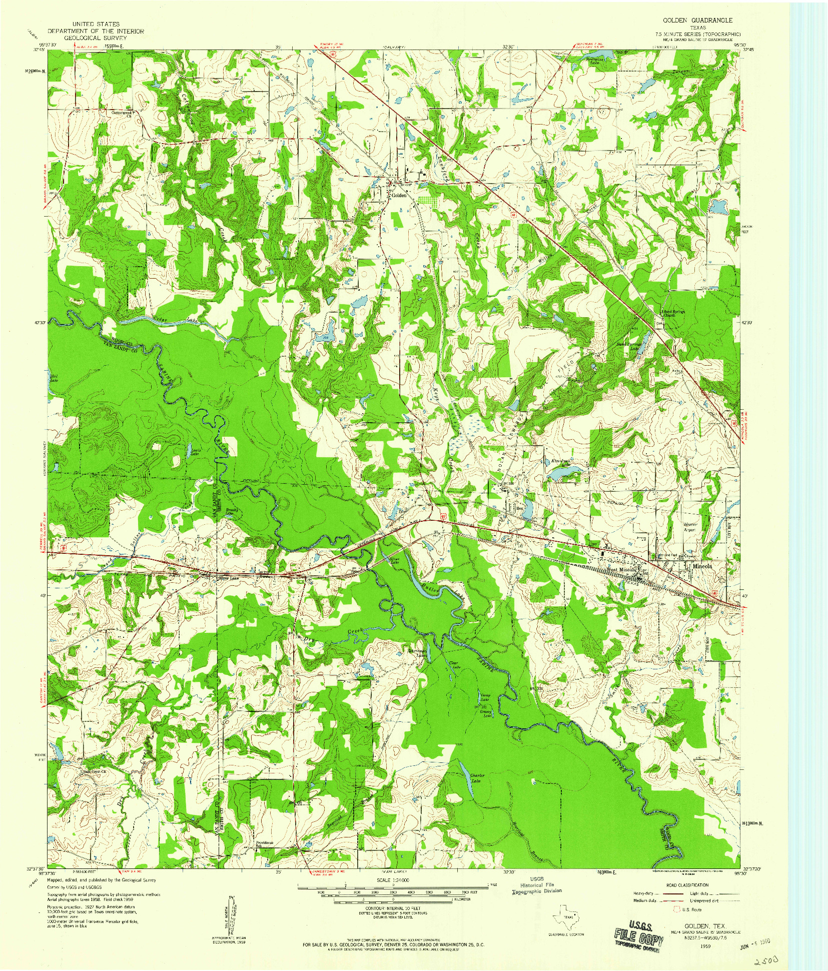 USGS 1:24000-SCALE QUADRANGLE FOR GOLDEN, TX 1959