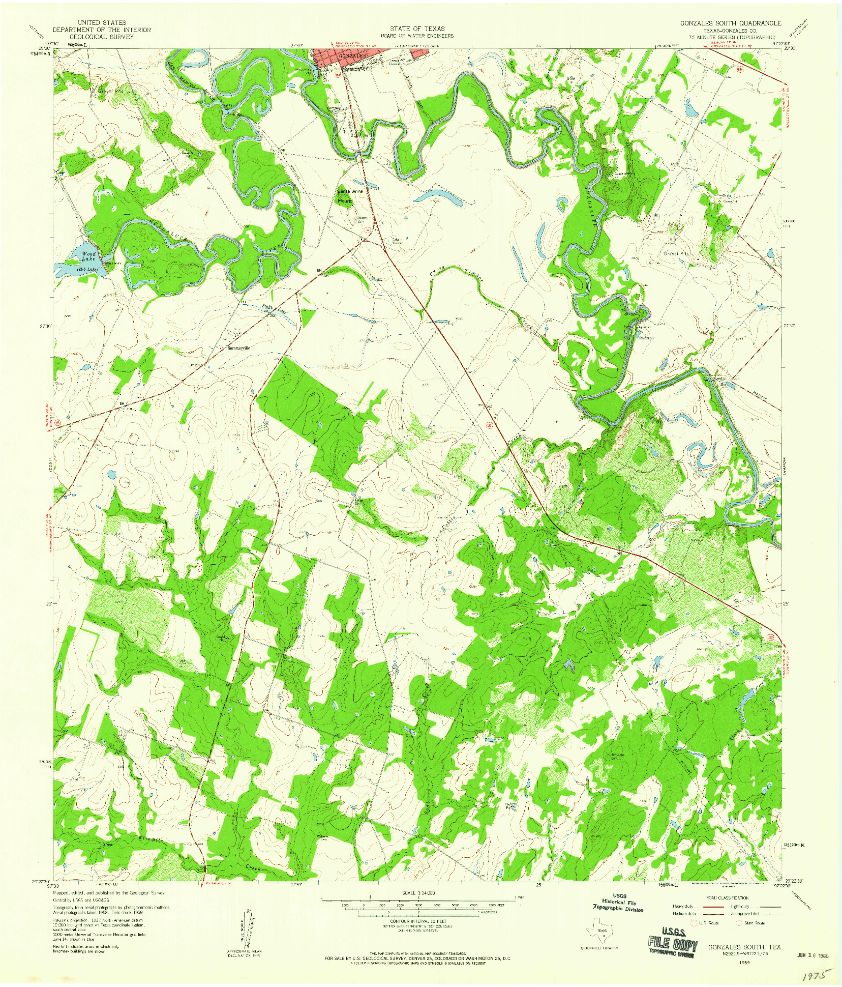 USGS 1:24000-SCALE QUADRANGLE FOR GONZALES SOUTH, TX 1959