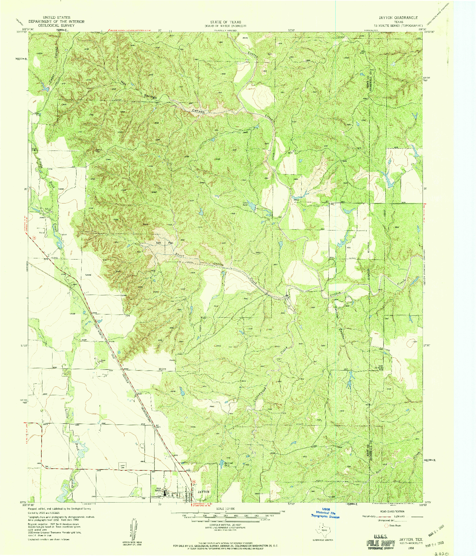 USGS 1:24000-SCALE QUADRANGLE FOR JAYTON, TX 1958