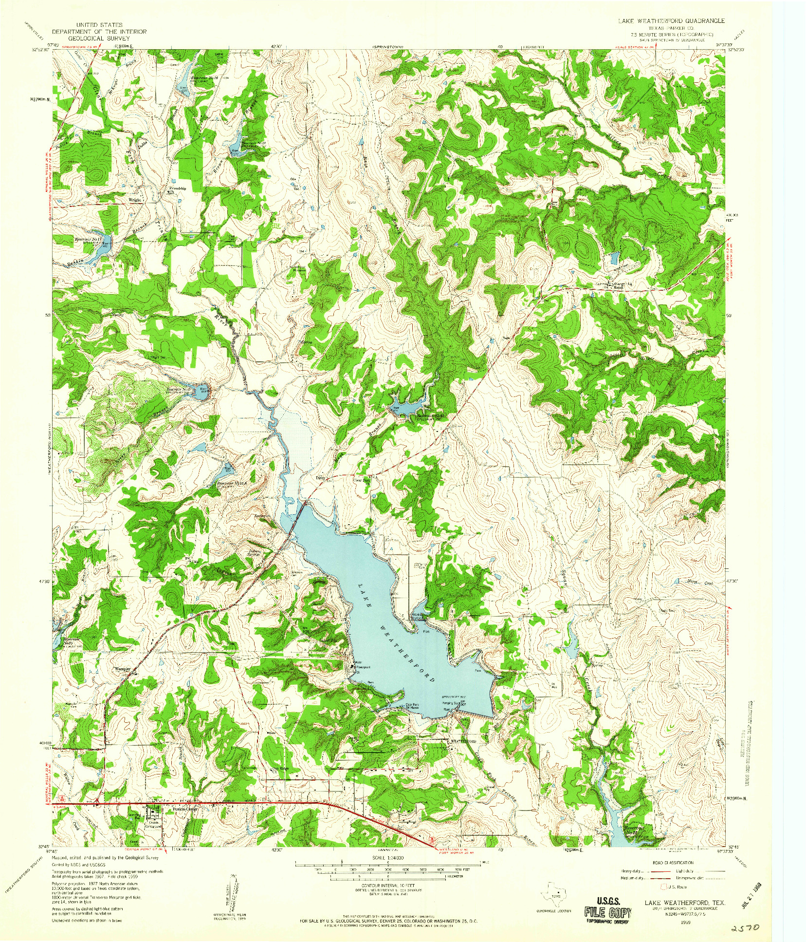 USGS 1:24000-SCALE QUADRANGLE FOR LAKE WEATHERFORD, TX 1959