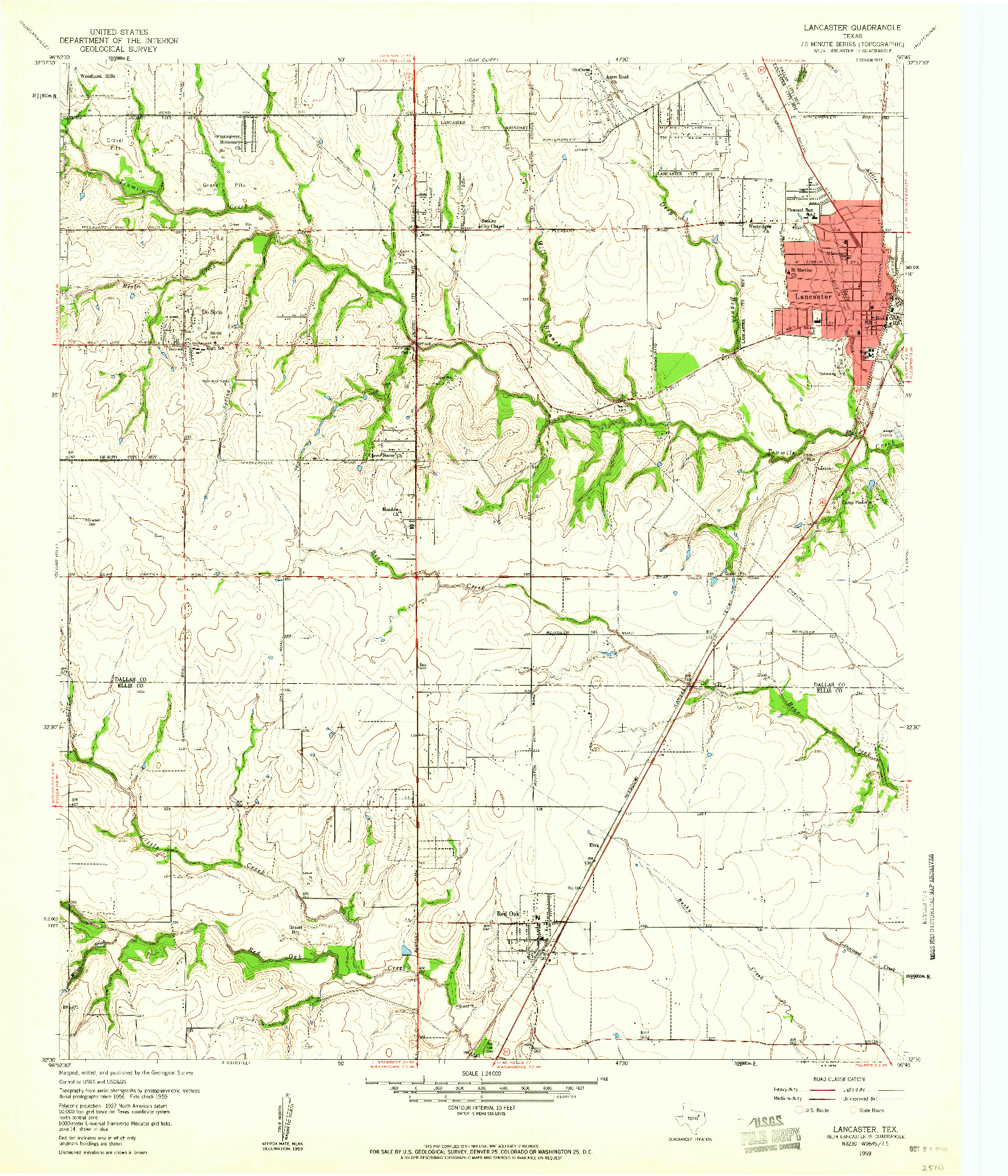 USGS 1:24000-SCALE QUADRANGLE FOR LANCASTER, TX 1959