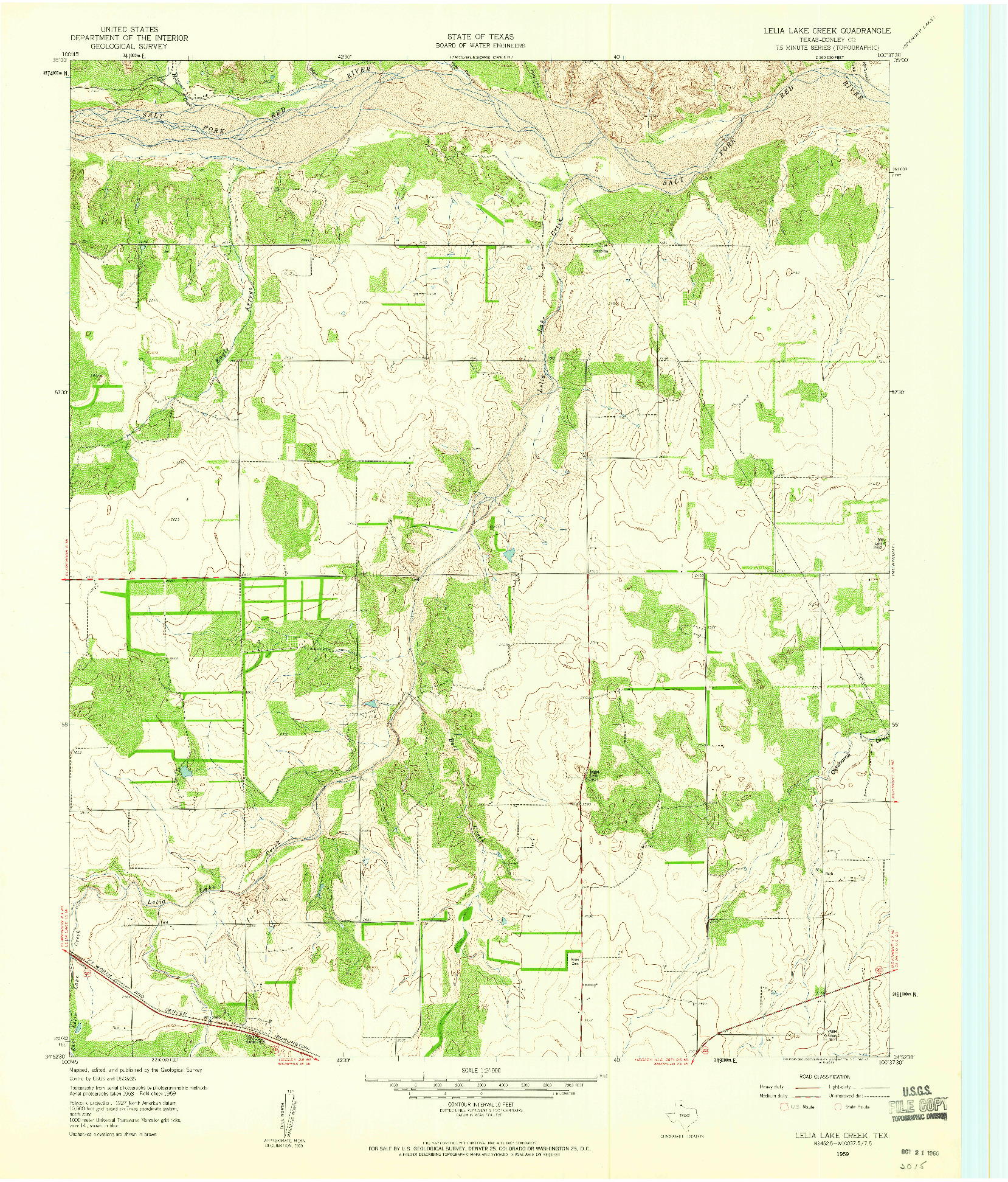 USGS 1:24000-SCALE QUADRANGLE FOR LELIA LAKE CREEK, TX 1959