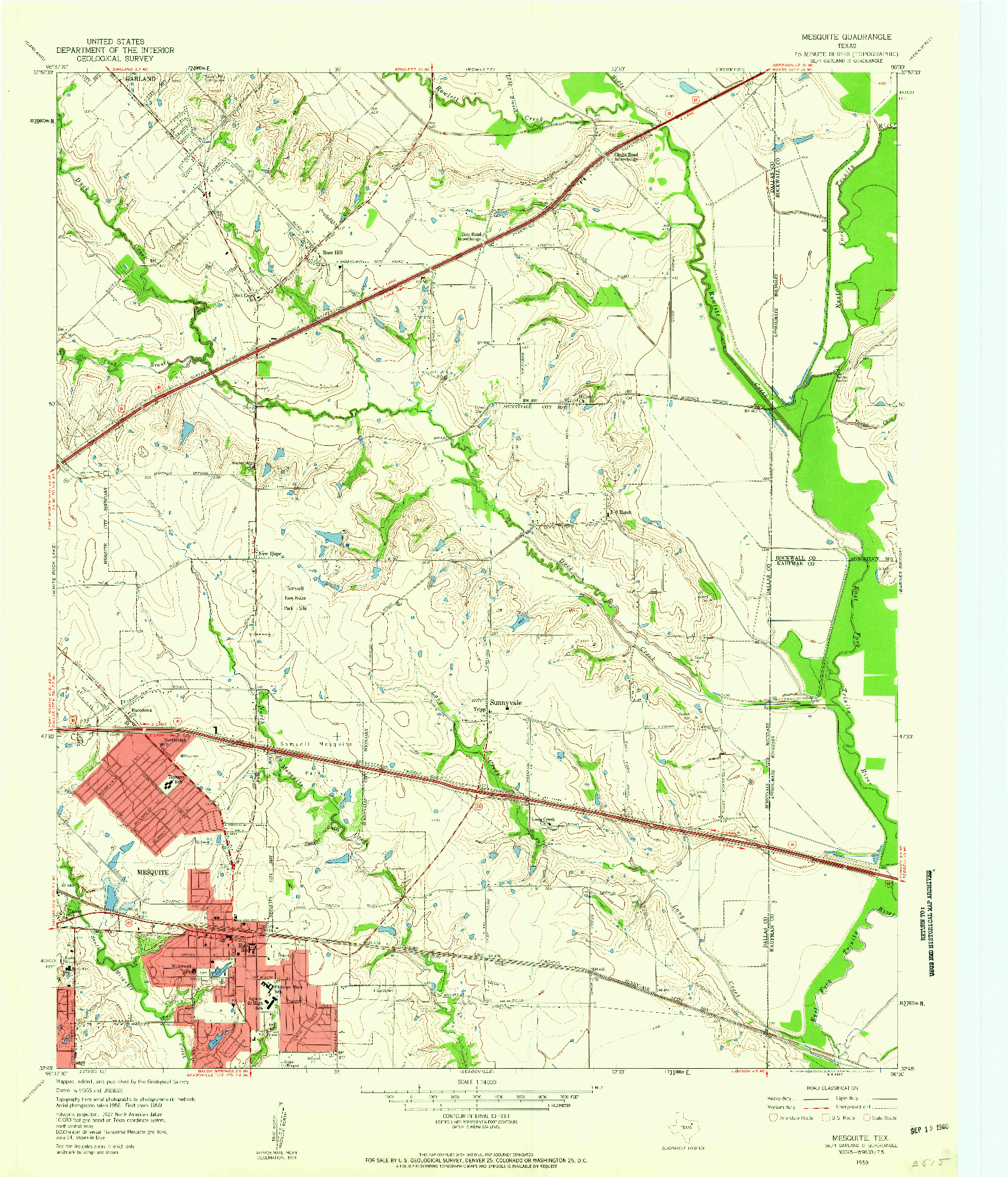 USGS 1:24000-SCALE QUADRANGLE FOR MESQUITE, TX 1959
