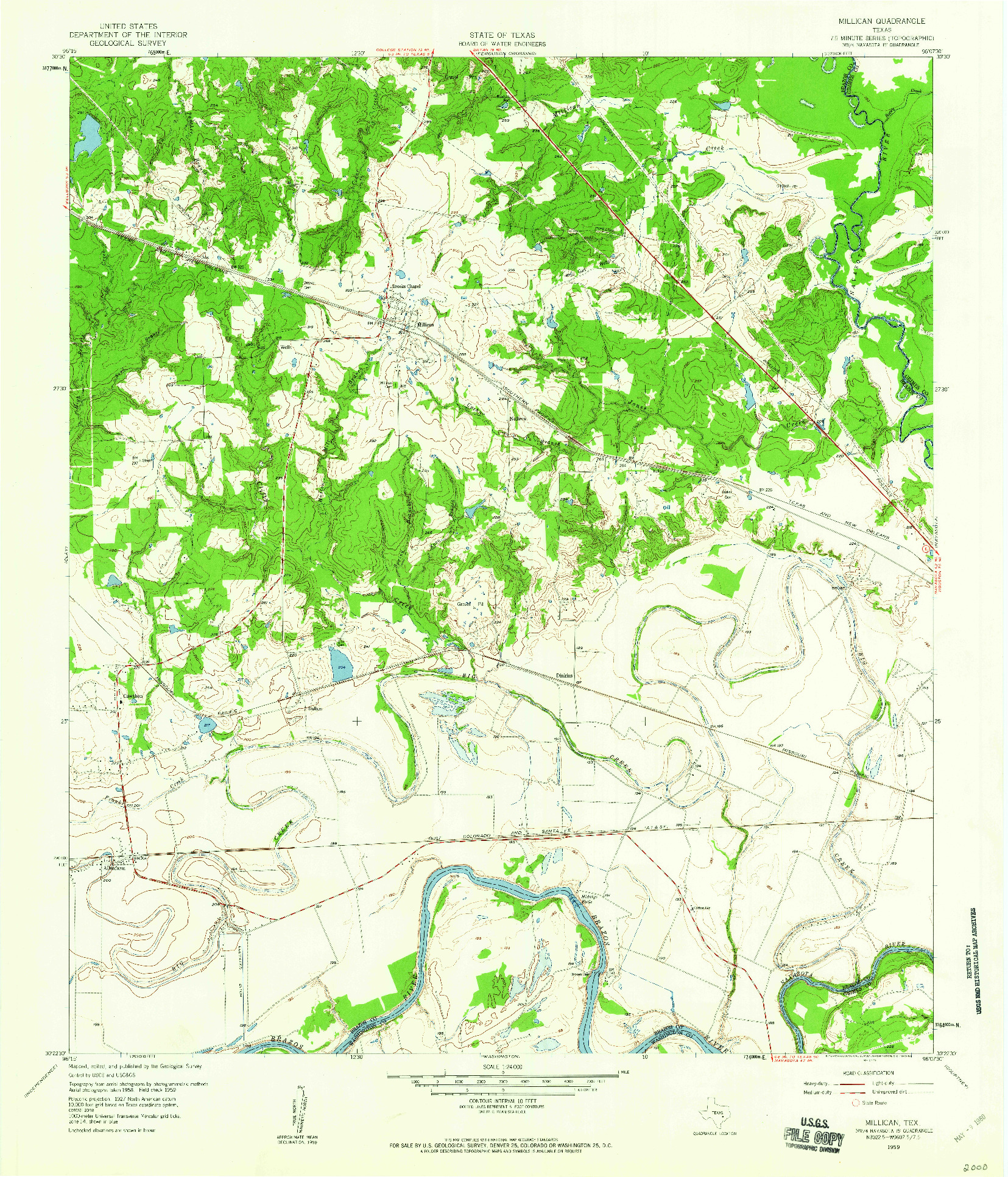 USGS 1:24000-SCALE QUADRANGLE FOR MILLICAN, TX 1959