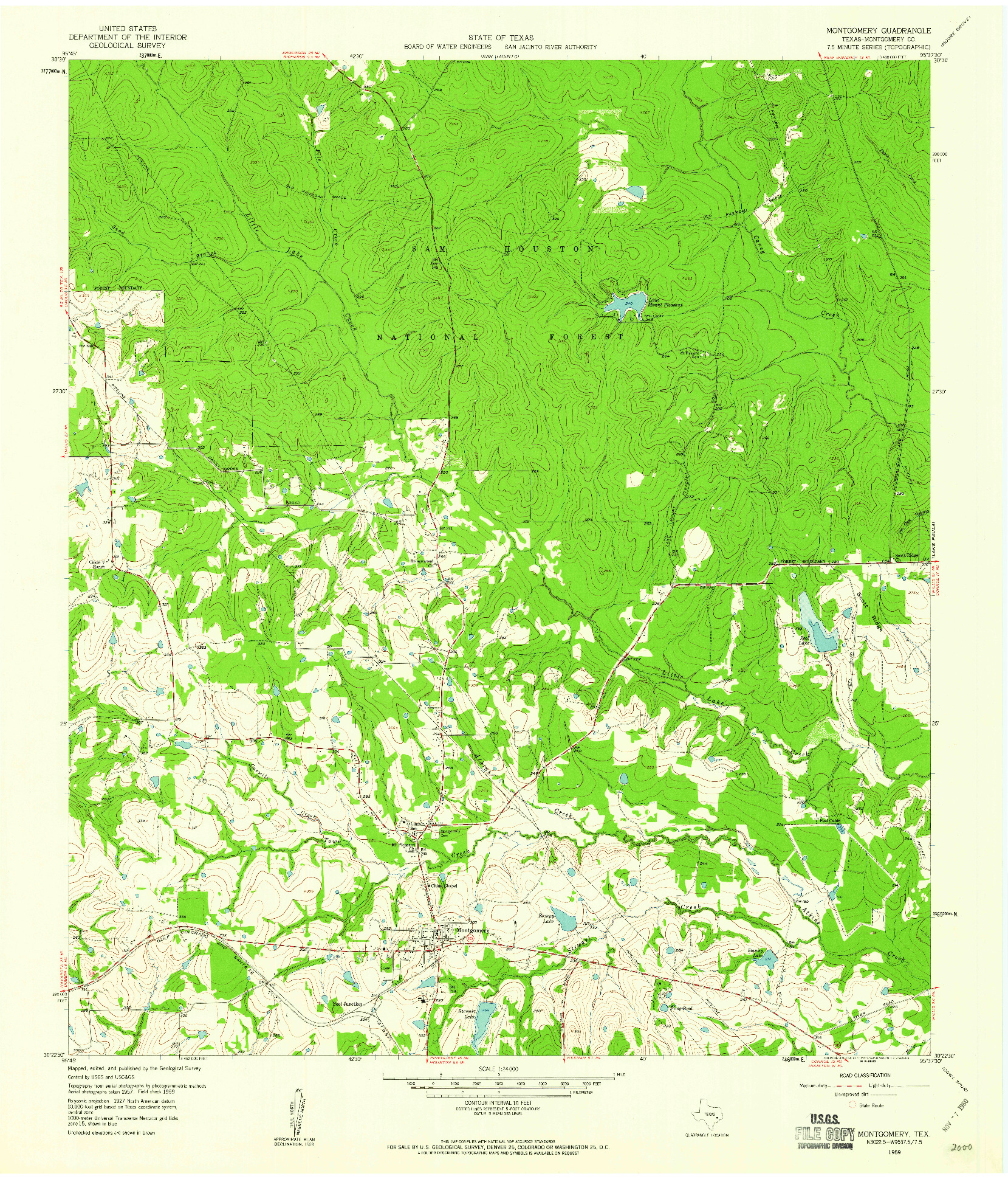 USGS 1:24000-SCALE QUADRANGLE FOR MONTGOMERY, TX 1959