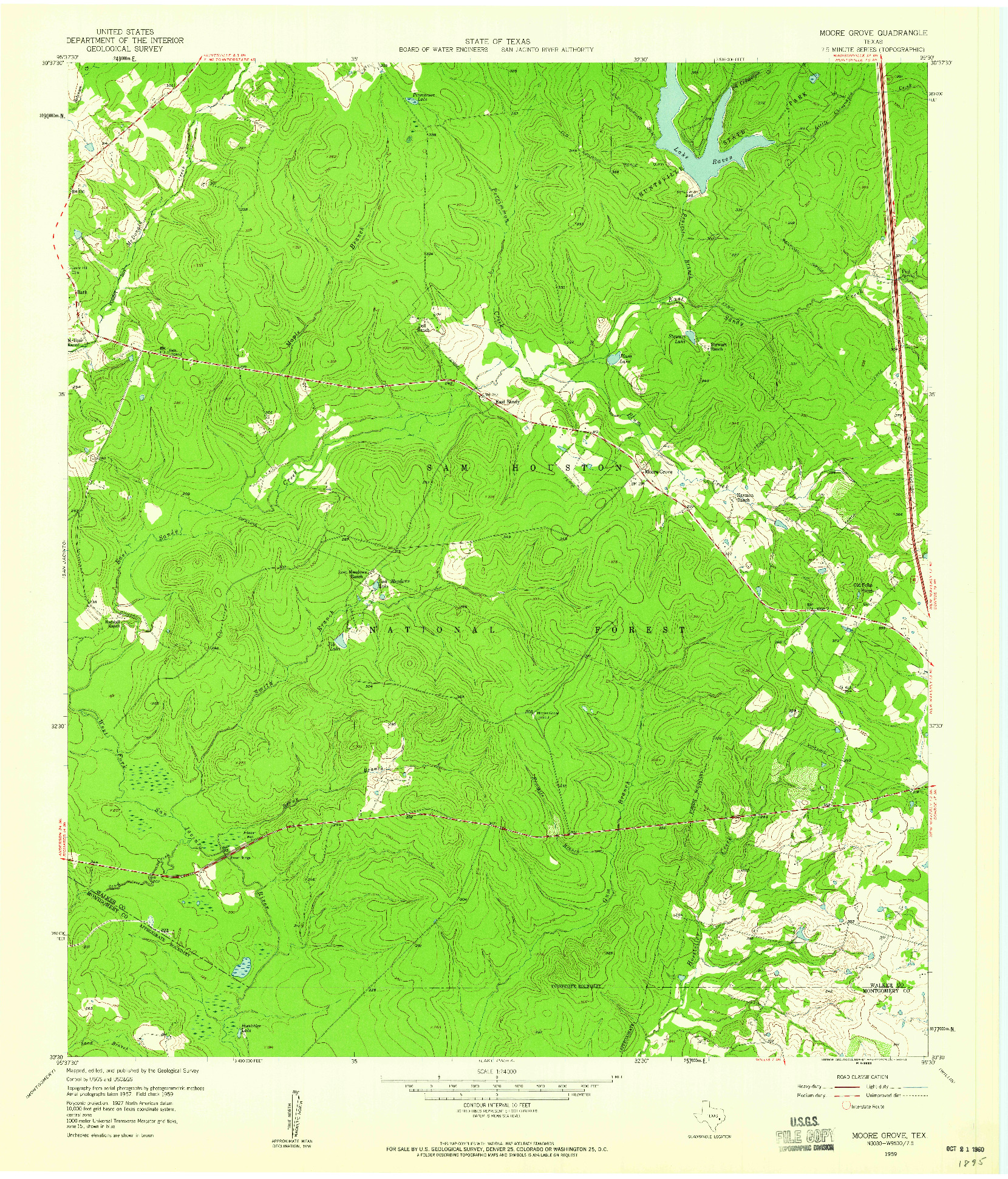 USGS 1:24000-SCALE QUADRANGLE FOR MOORE GROVE, TX 1959