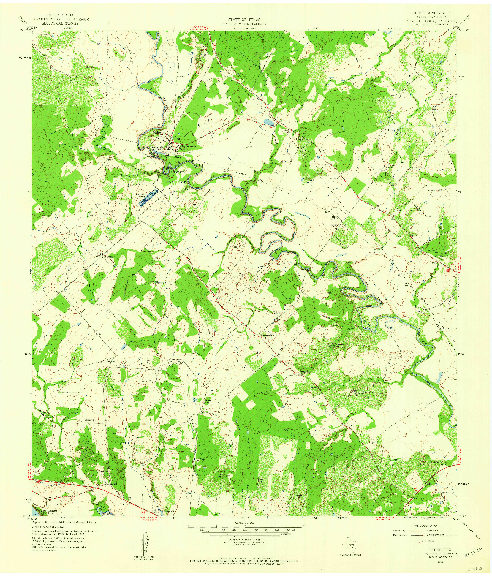 USGS 1:24000-SCALE QUADRANGLE FOR OTTINE, TX 1959