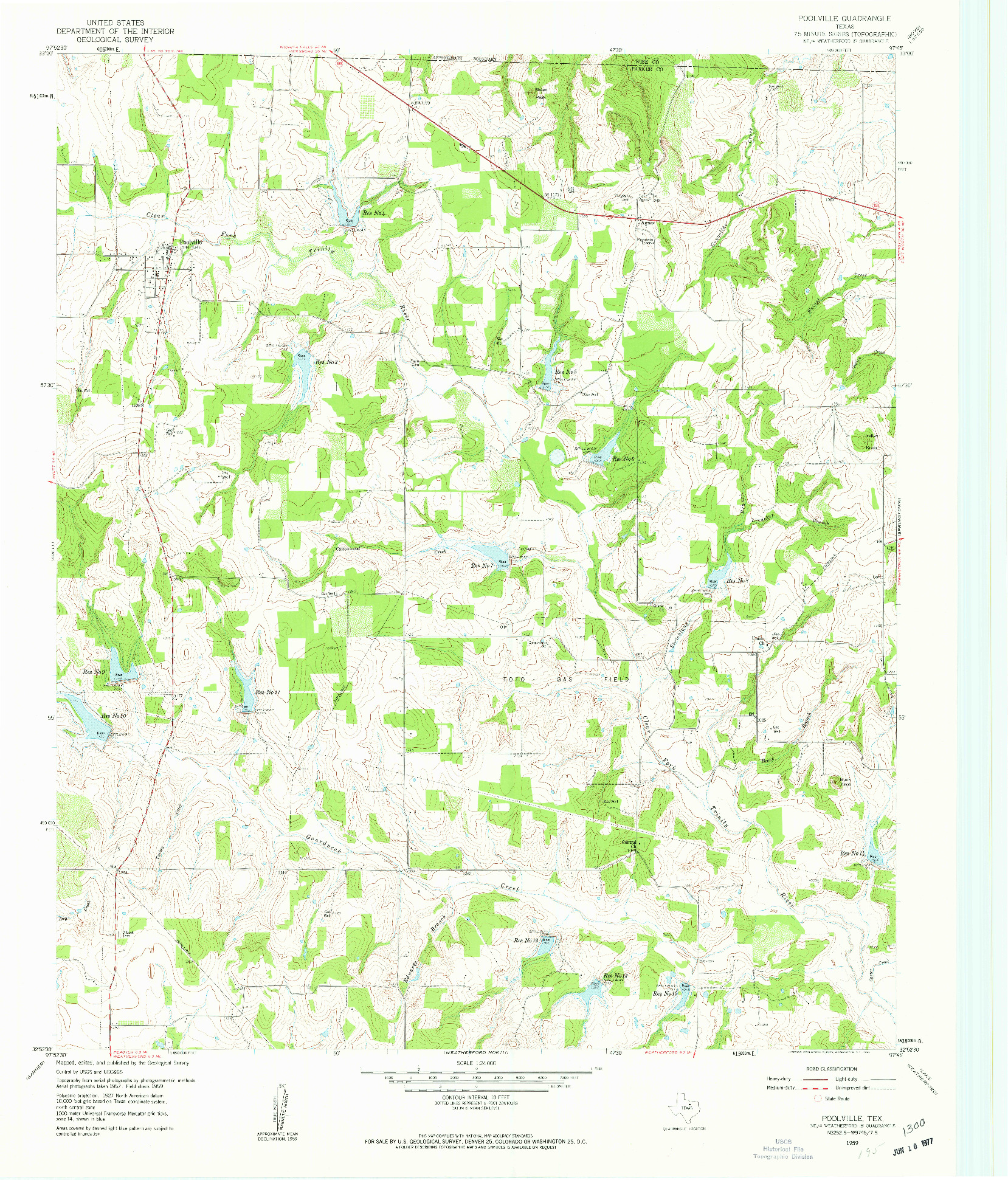 USGS 1:24000-SCALE QUADRANGLE FOR POOLVILLE, TX 1959