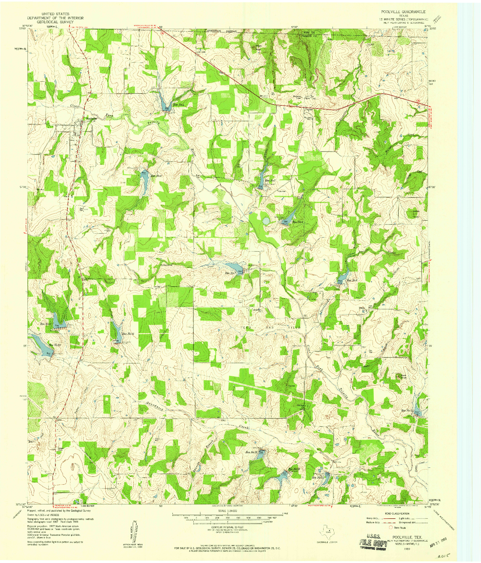 USGS 1:24000-SCALE QUADRANGLE FOR POOLVILLE, TX 1959