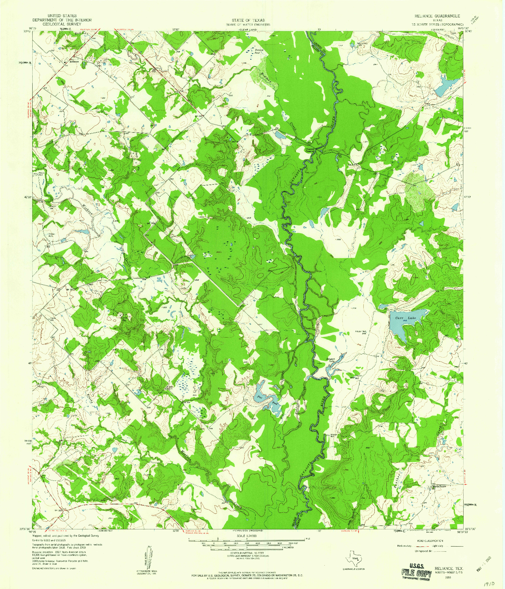 USGS 1:24000-SCALE QUADRANGLE FOR RELIANCE, TX 1959