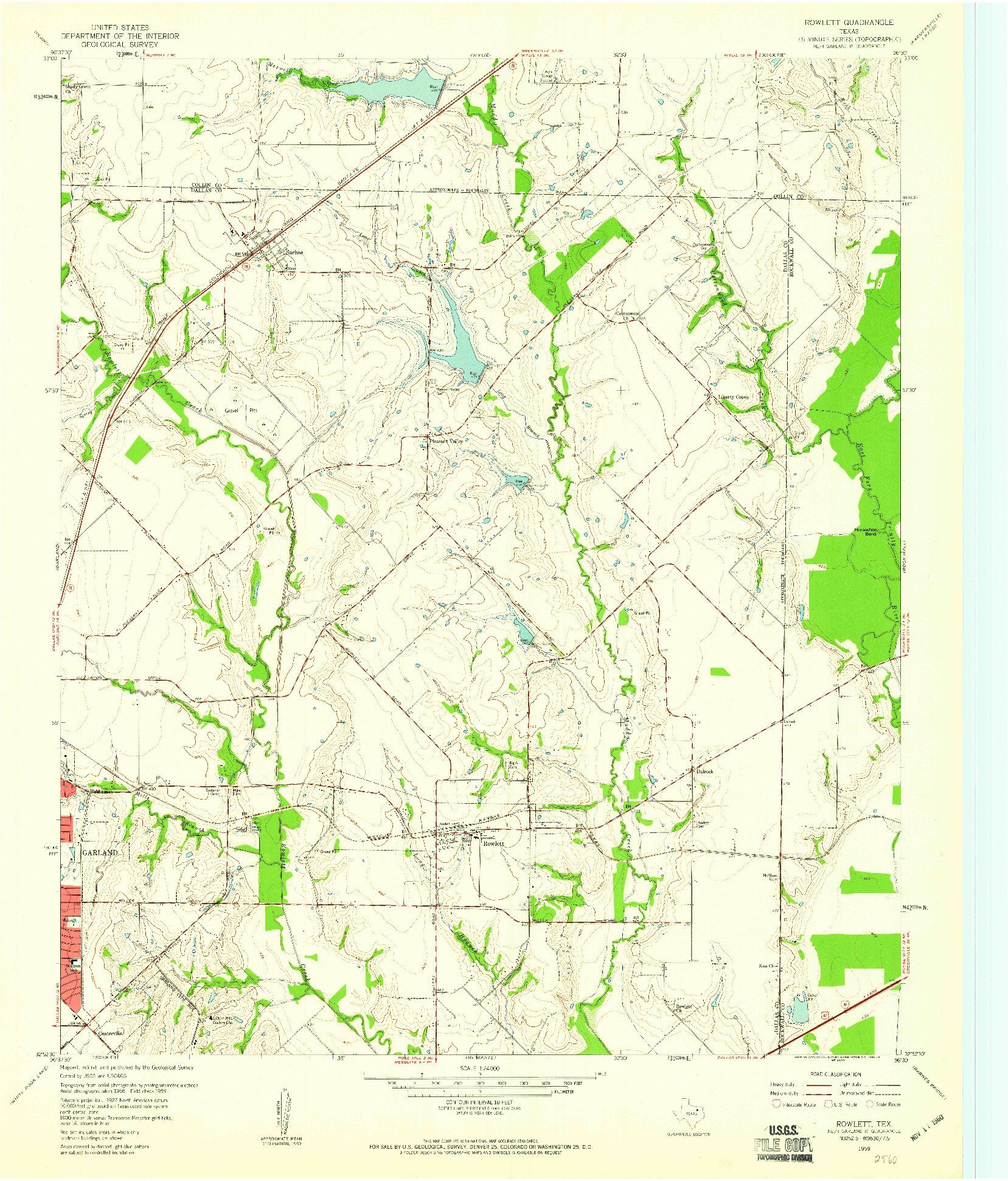 USGS 1:24000-SCALE QUADRANGLE FOR ROWLETT, TX 1959