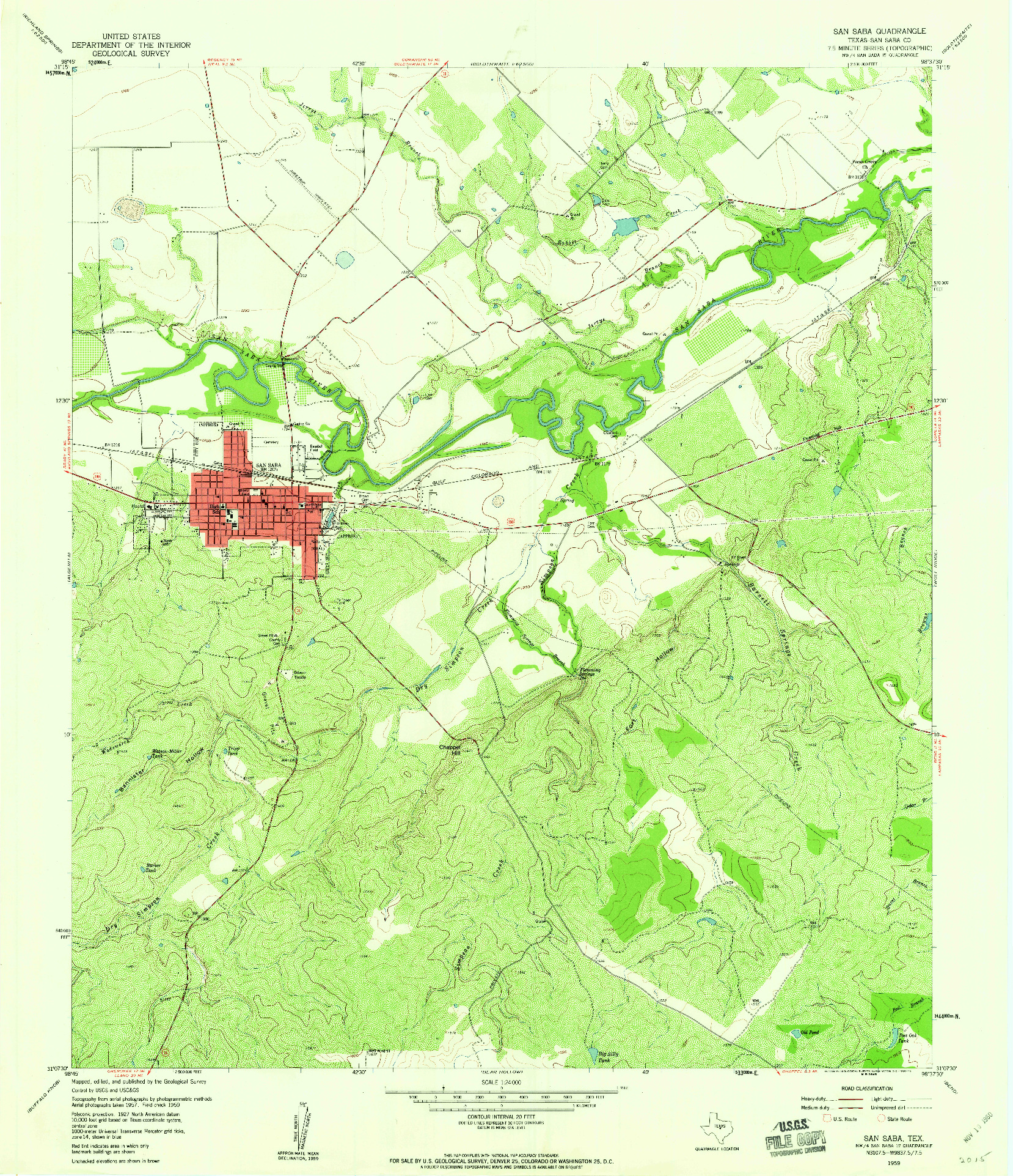 USGS 1:24000-SCALE QUADRANGLE FOR SAN SABA, TX 1959