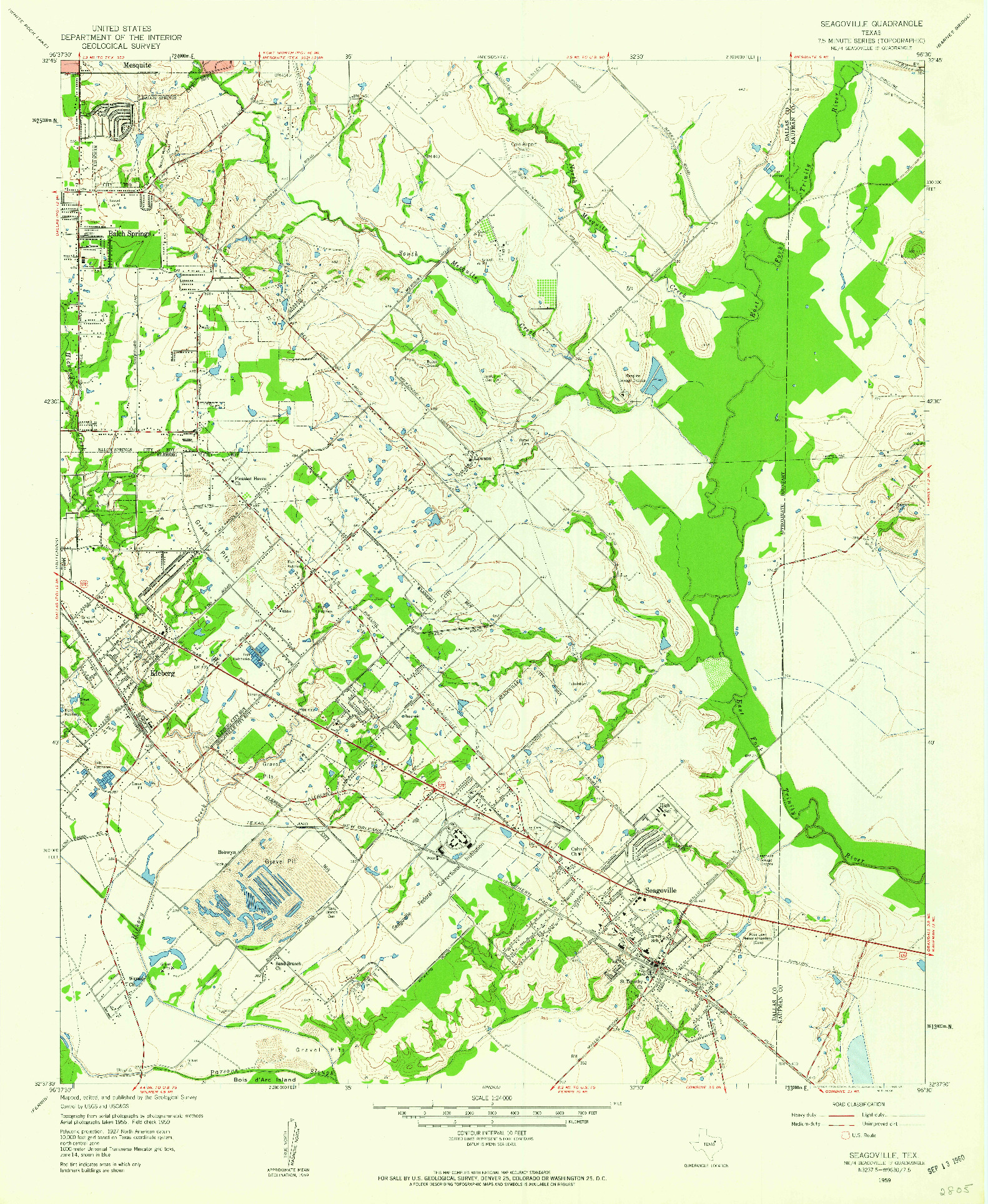 USGS 1:24000-SCALE QUADRANGLE FOR SEAGOVILLE, TX 1959