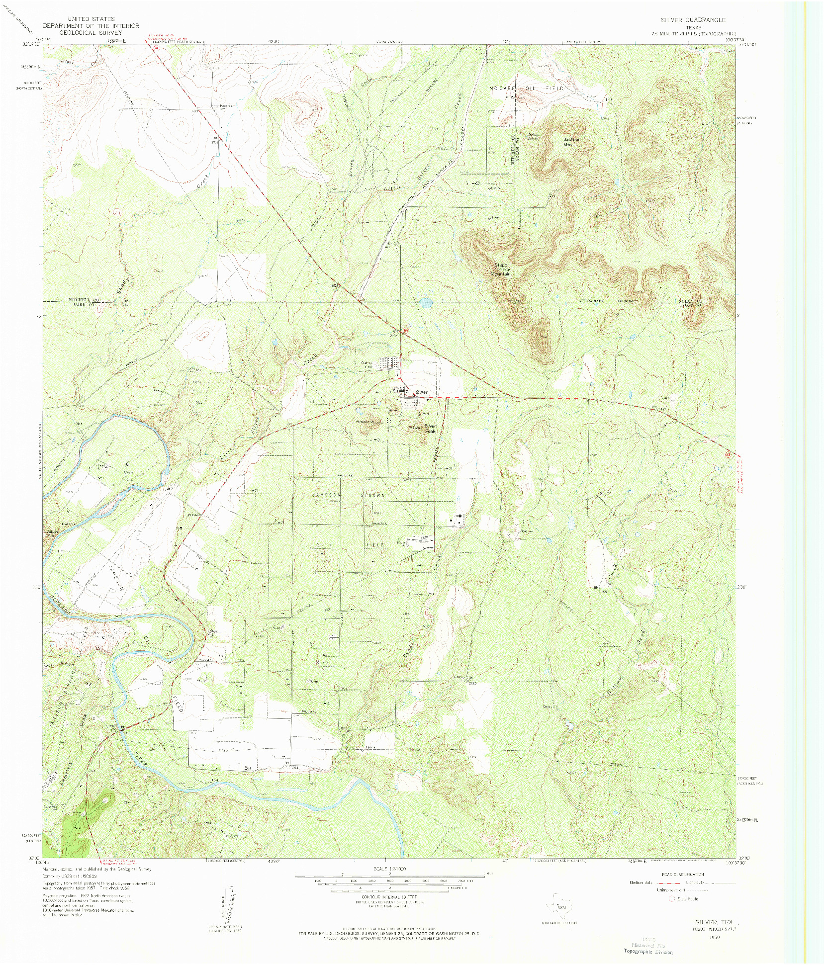 USGS 1:24000-SCALE QUADRANGLE FOR SILVER, TX 1959